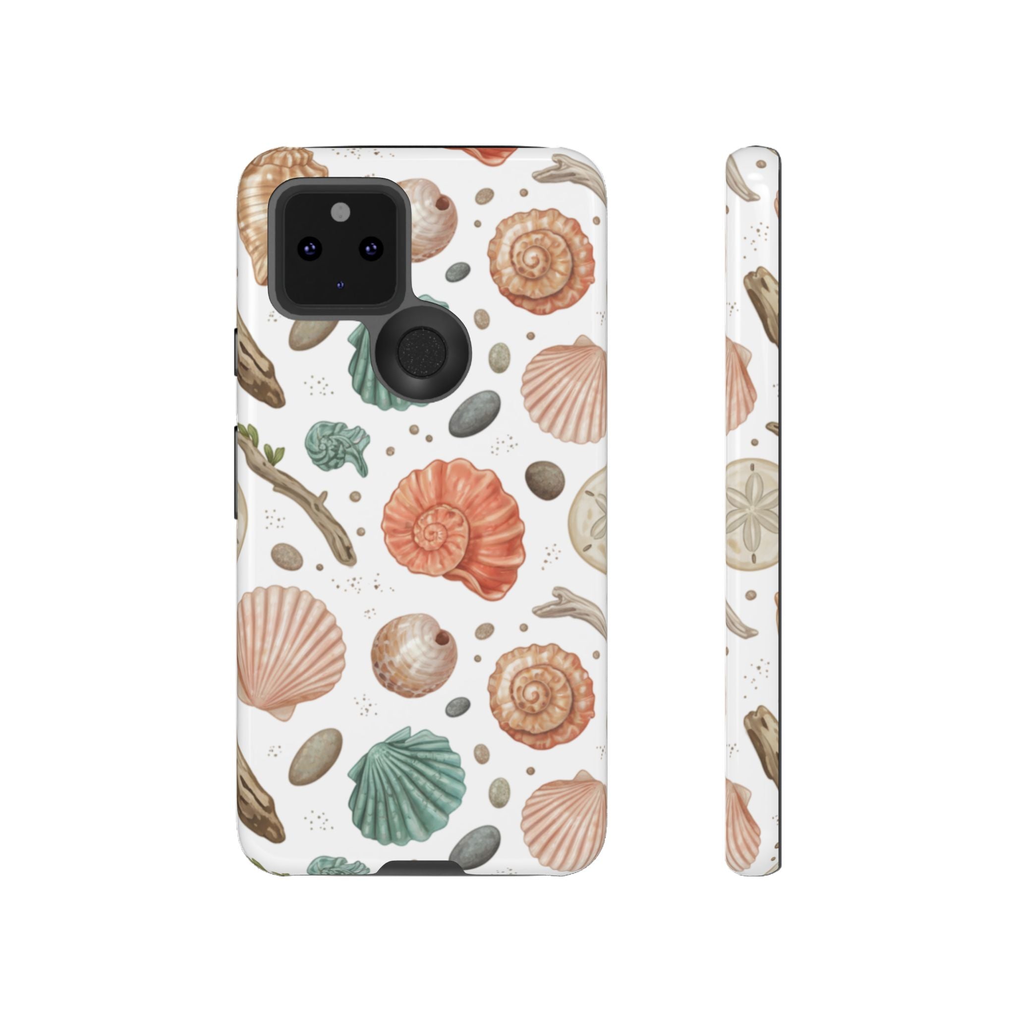 Seashell Pattern Phone Case - Coastal Beach Shells Protective Tough Case