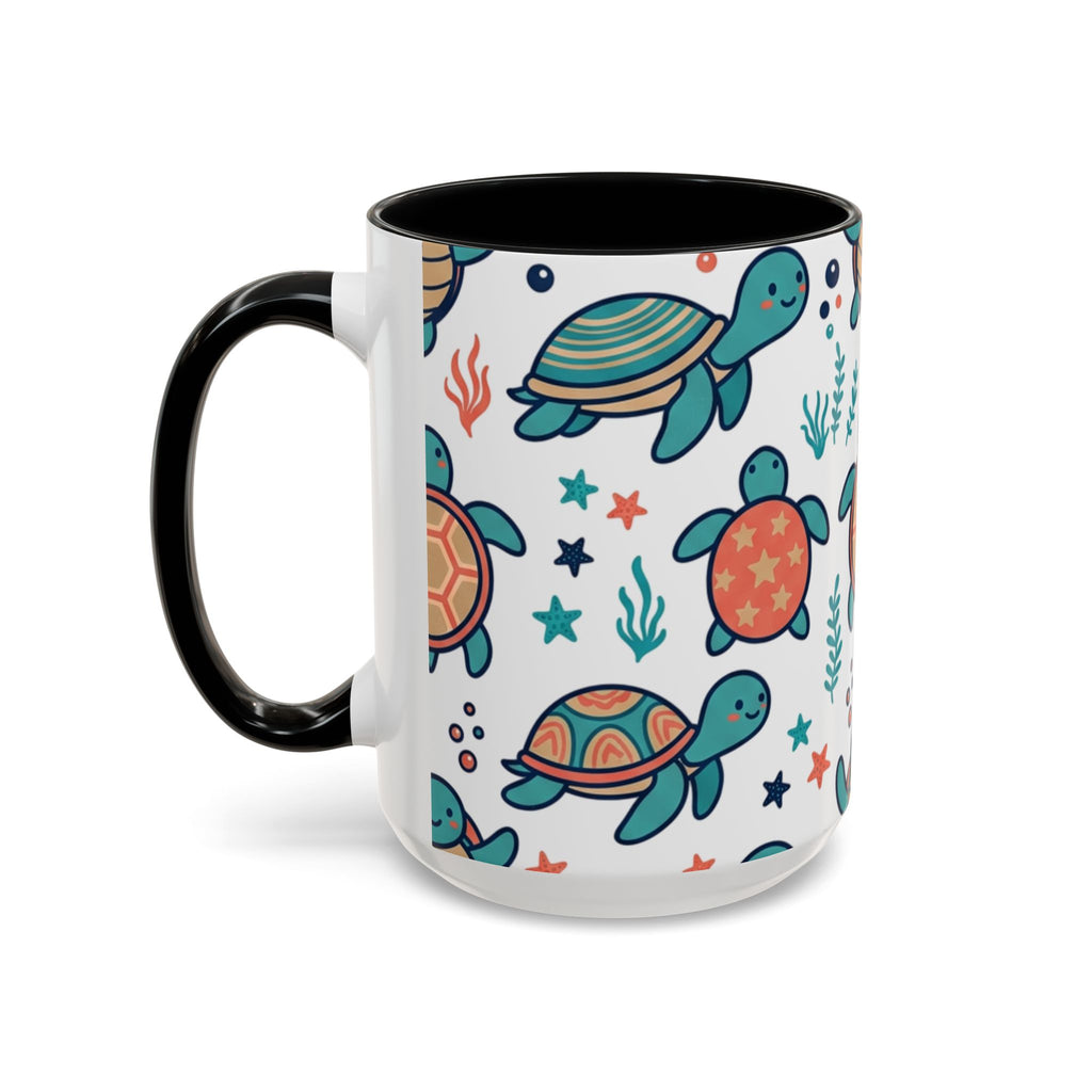 Turtle Pattern Coffee Mug — Cute Sea Turtle Accent Mug (11/15oz)