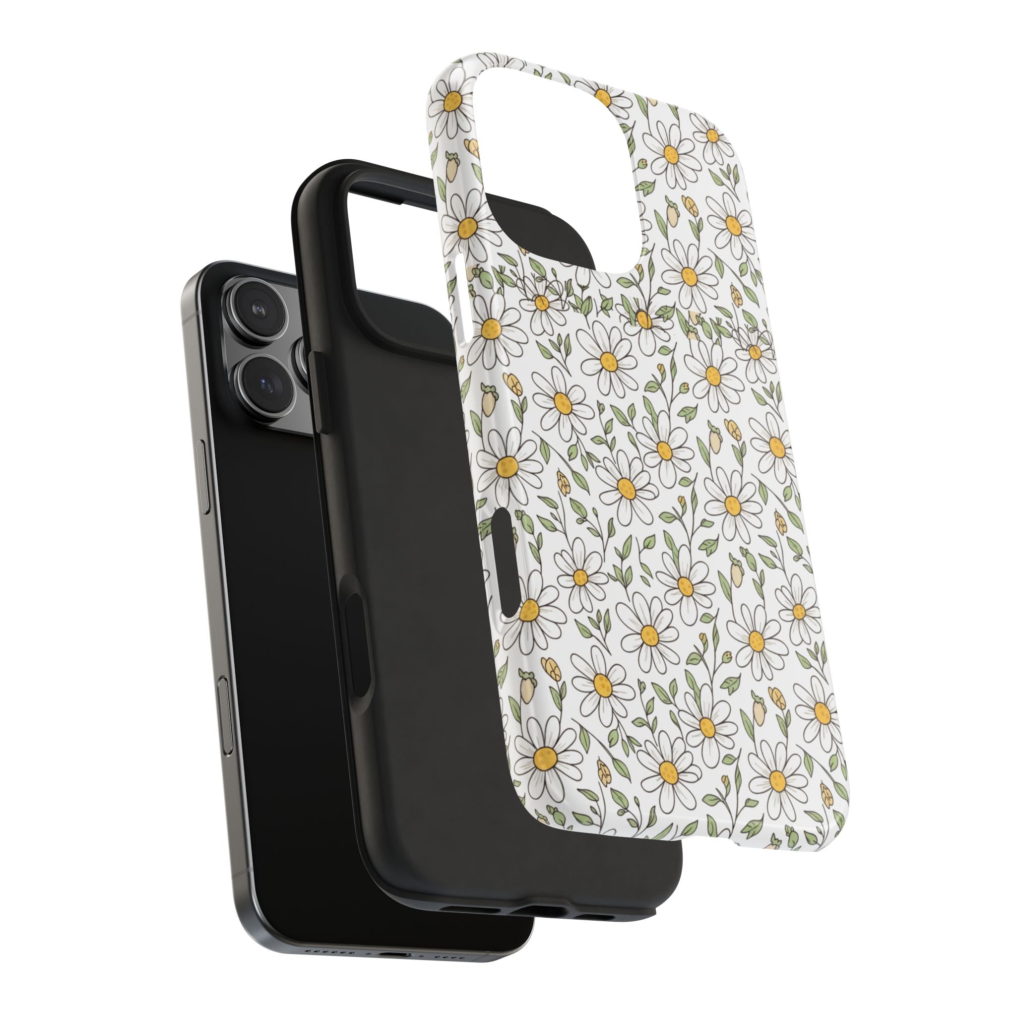 Daisy Floral Tough Phone Case — Protective White Spring Pattern