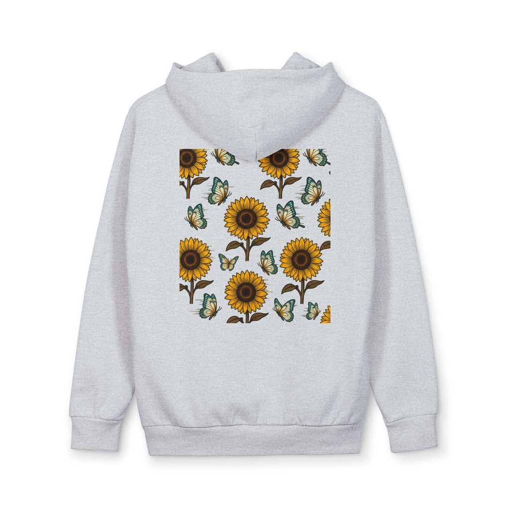 Sunflower Pattern Hoodie — Floral Back Print Pullover