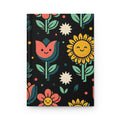 Floral Smiles Hardcover Journal — Cute Sunflower & Tulip Pattern Notebook