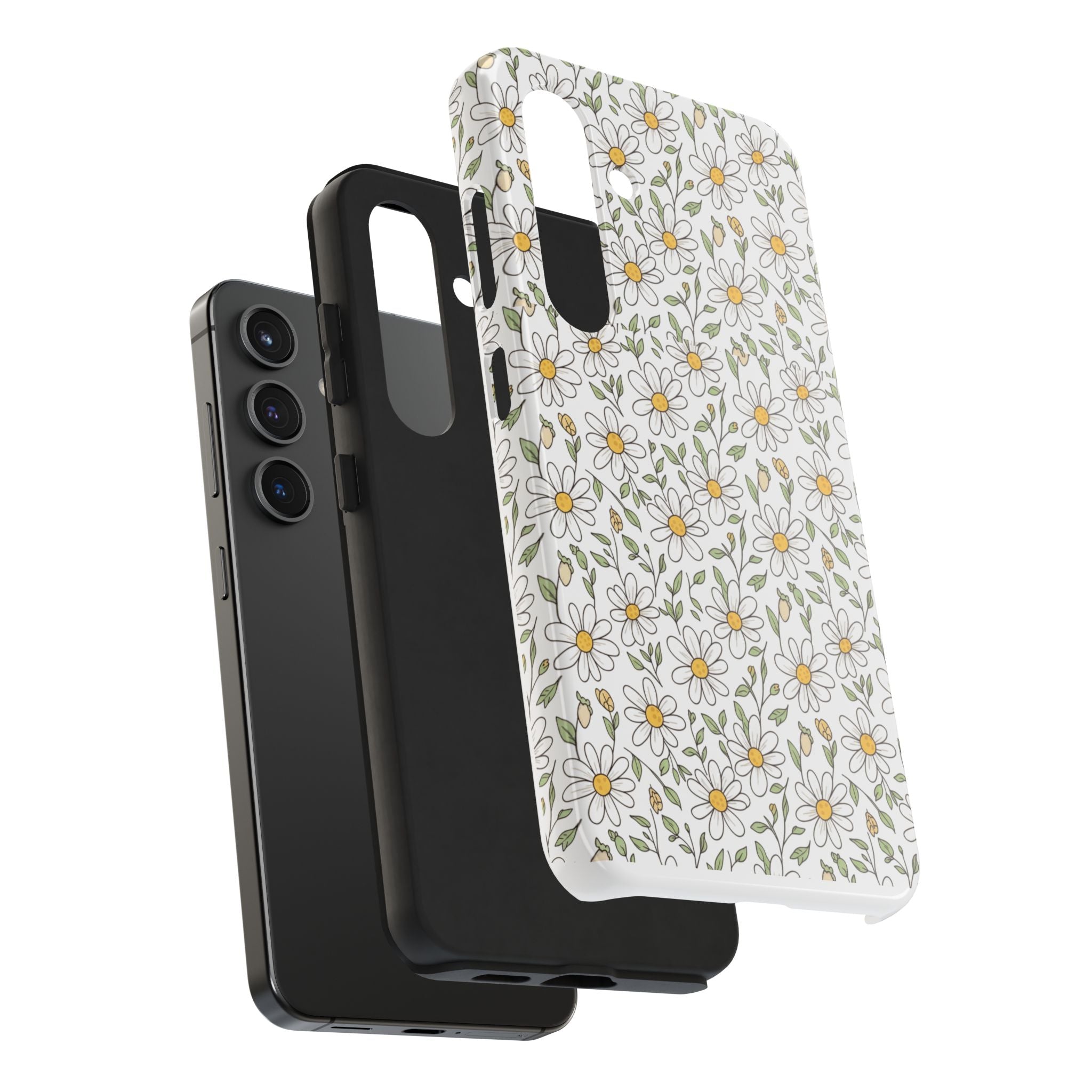 Daisy Floral Tough Phone Case — Protective White Spring Pattern