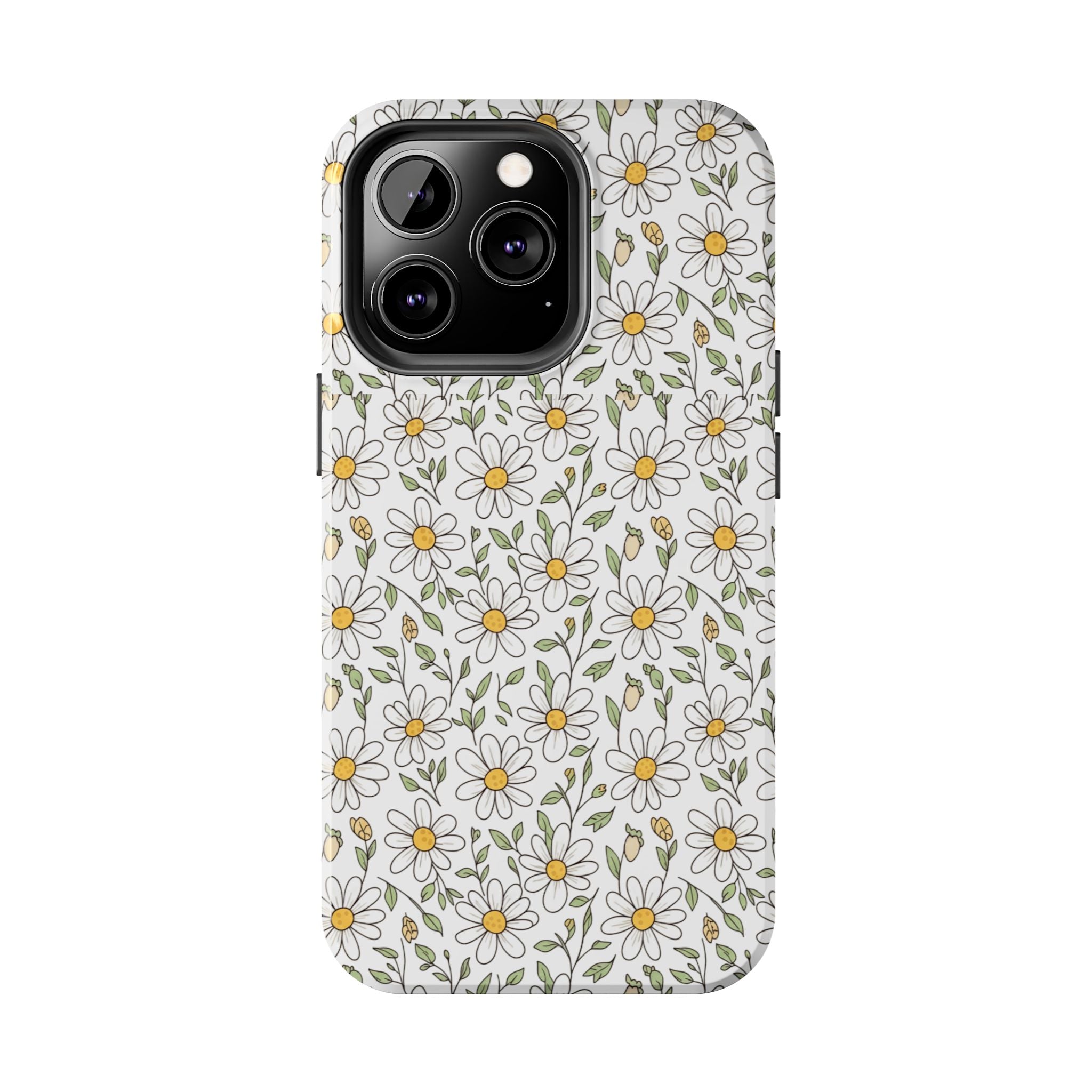 Daisy Floral Tough Phone Case — Protective White Spring Pattern