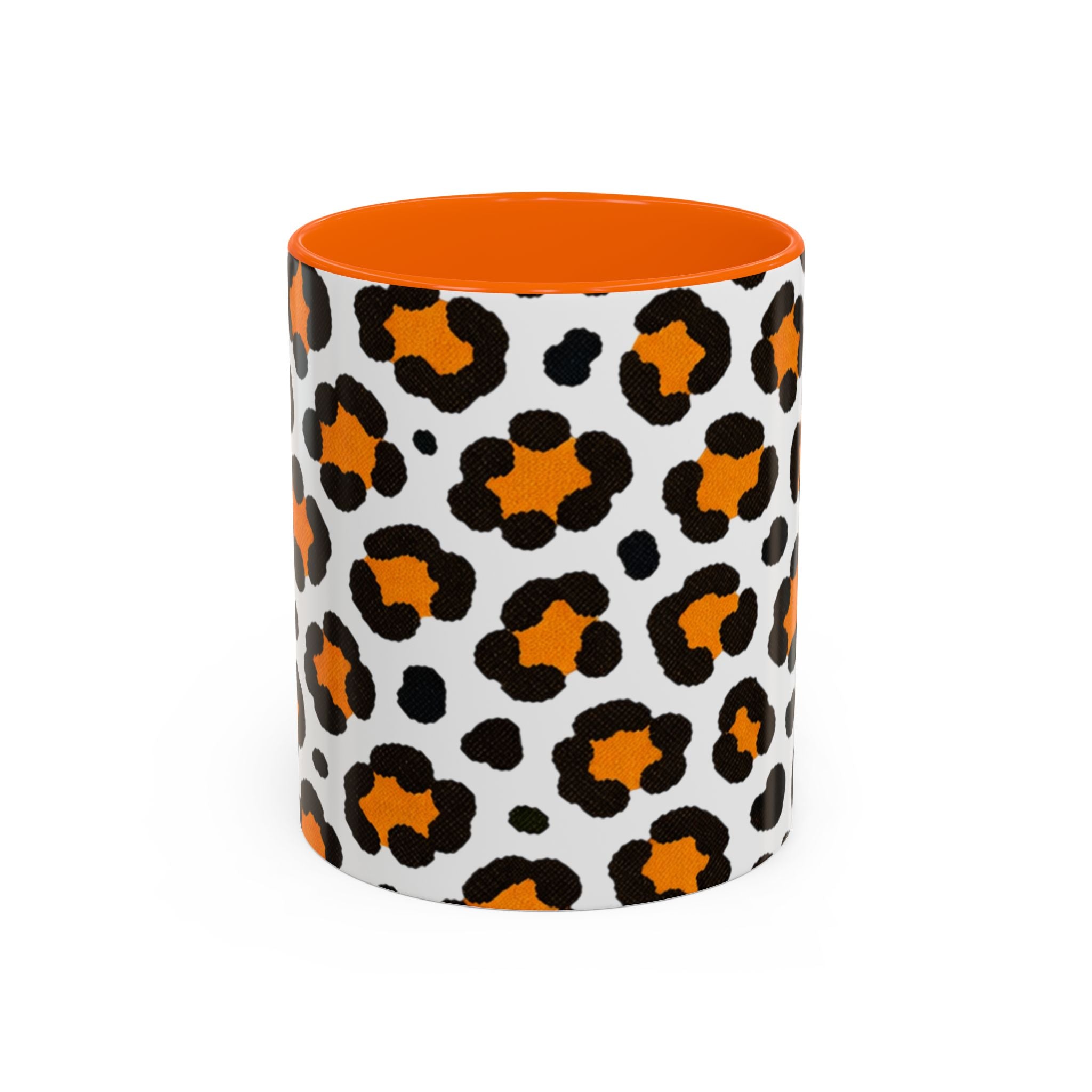 Leopard Print Accent Coffee Mug - Orange & Black Pattern 11/15oz