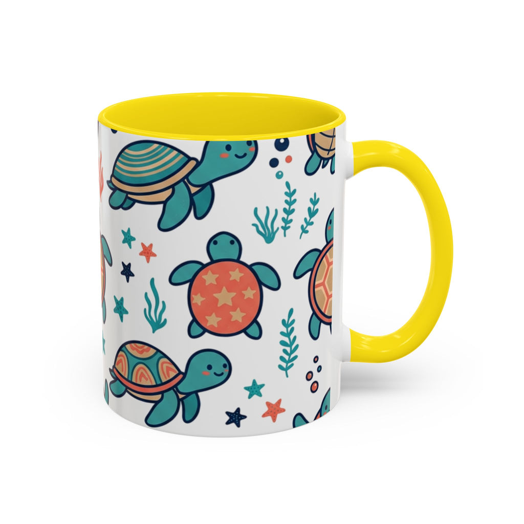 Turtle Pattern Coffee Mug — Cute Sea Turtle Accent Mug (11/15oz)