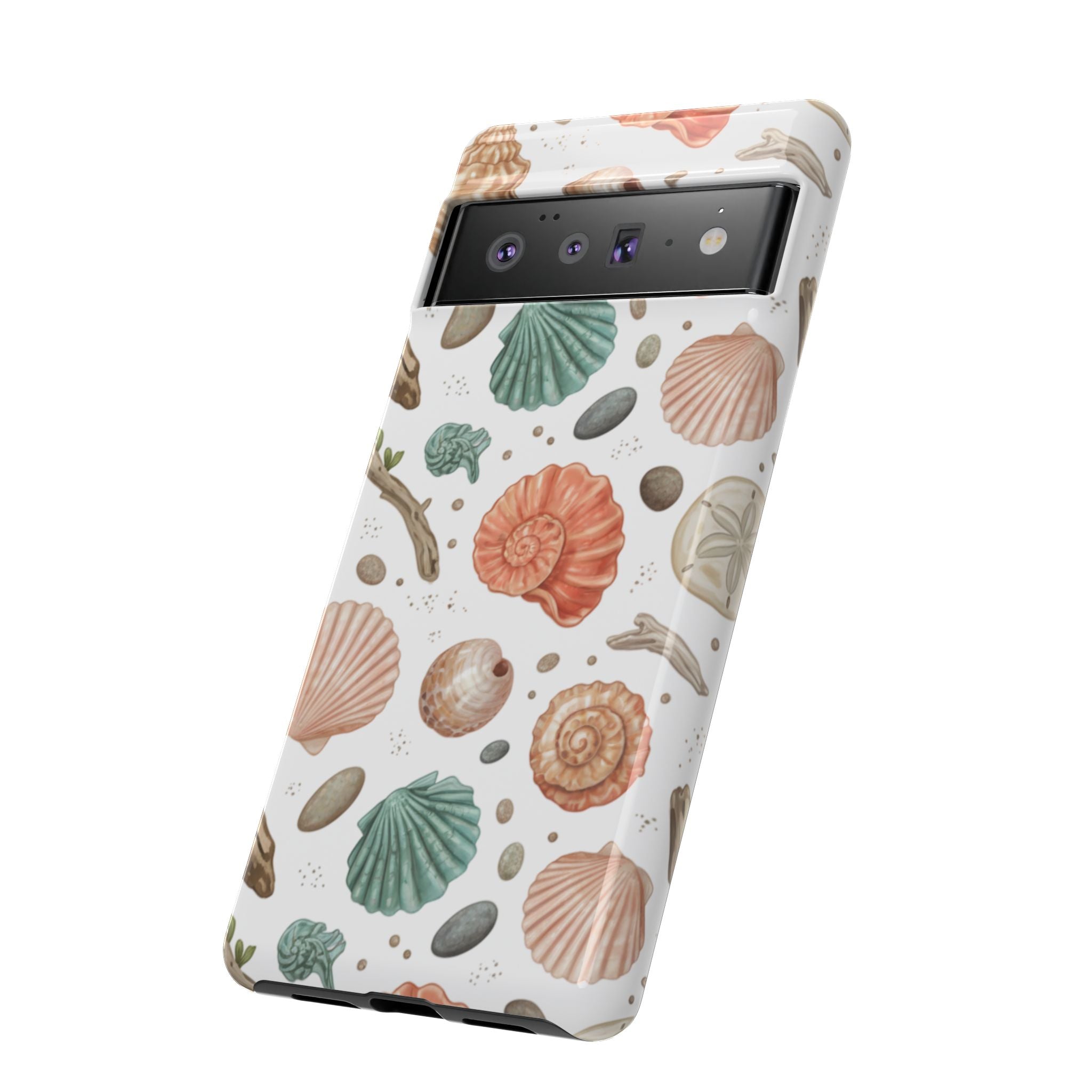 Seashell Pattern Phone Case - Coastal Beach Shells Protective Tough Case