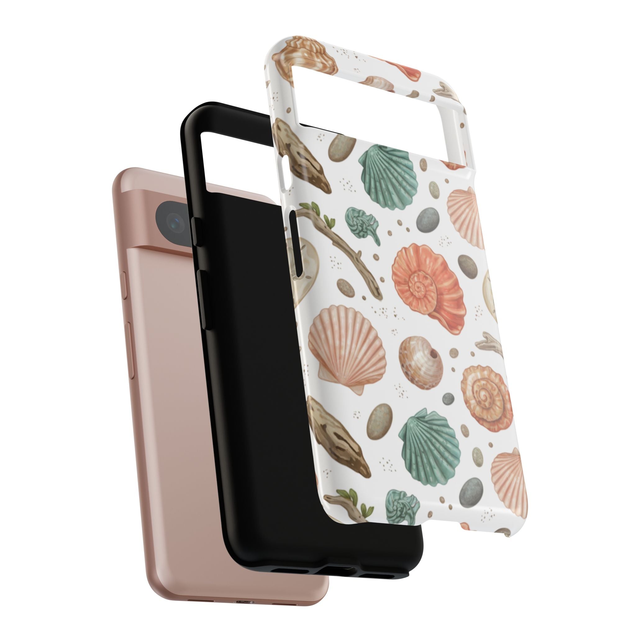 Seashell Pattern Phone Case - Coastal Beach Shells Protective Tough Case