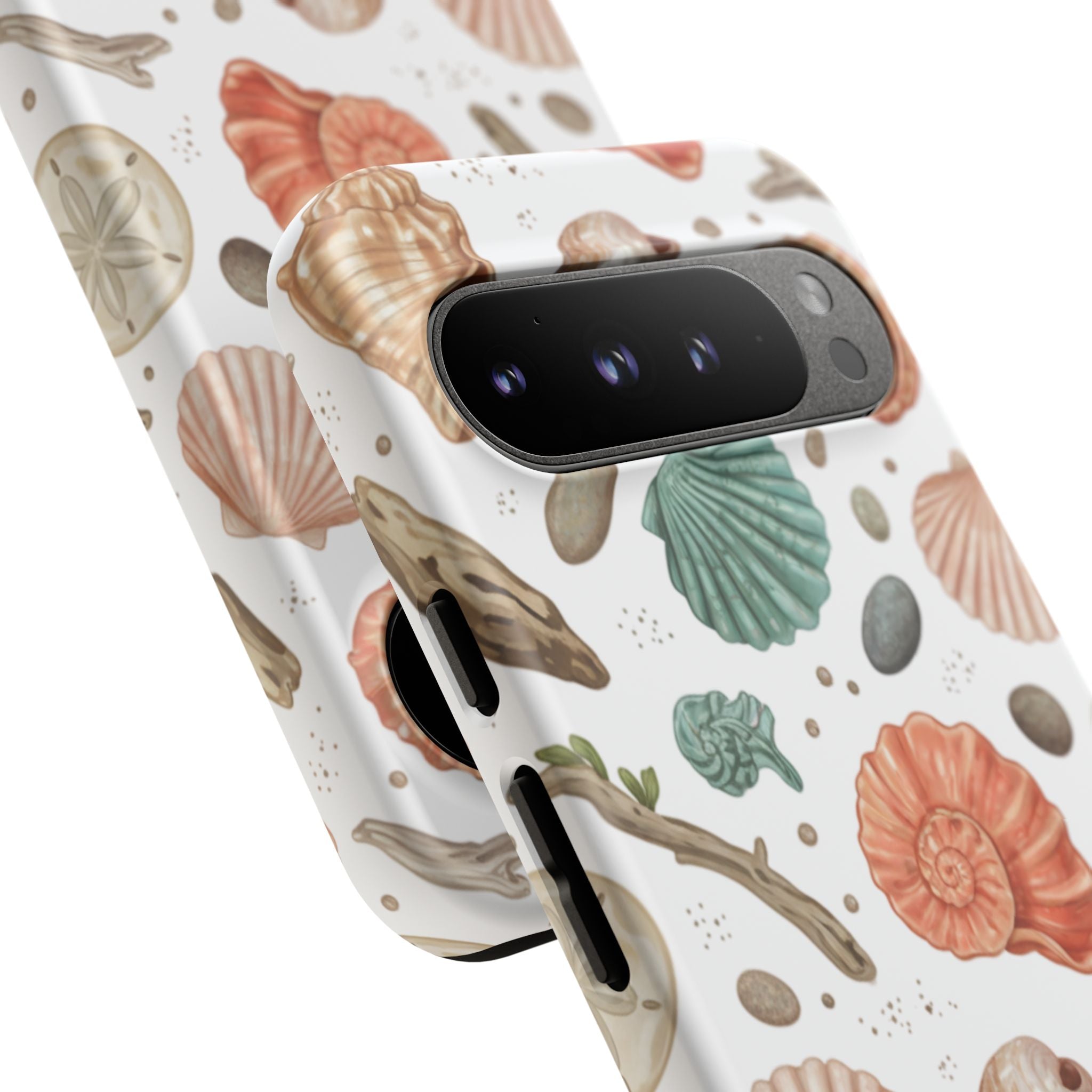 Seashell Pattern Phone Case - Coastal Beach Shells Protective Tough Case