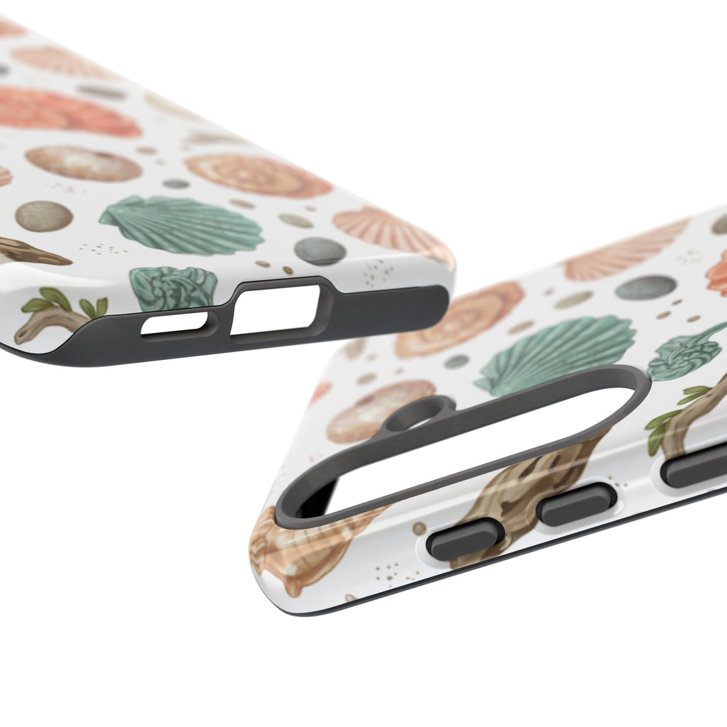 Seashell Pattern Phone Case - Coastal Beach Shells Protective Tough Case