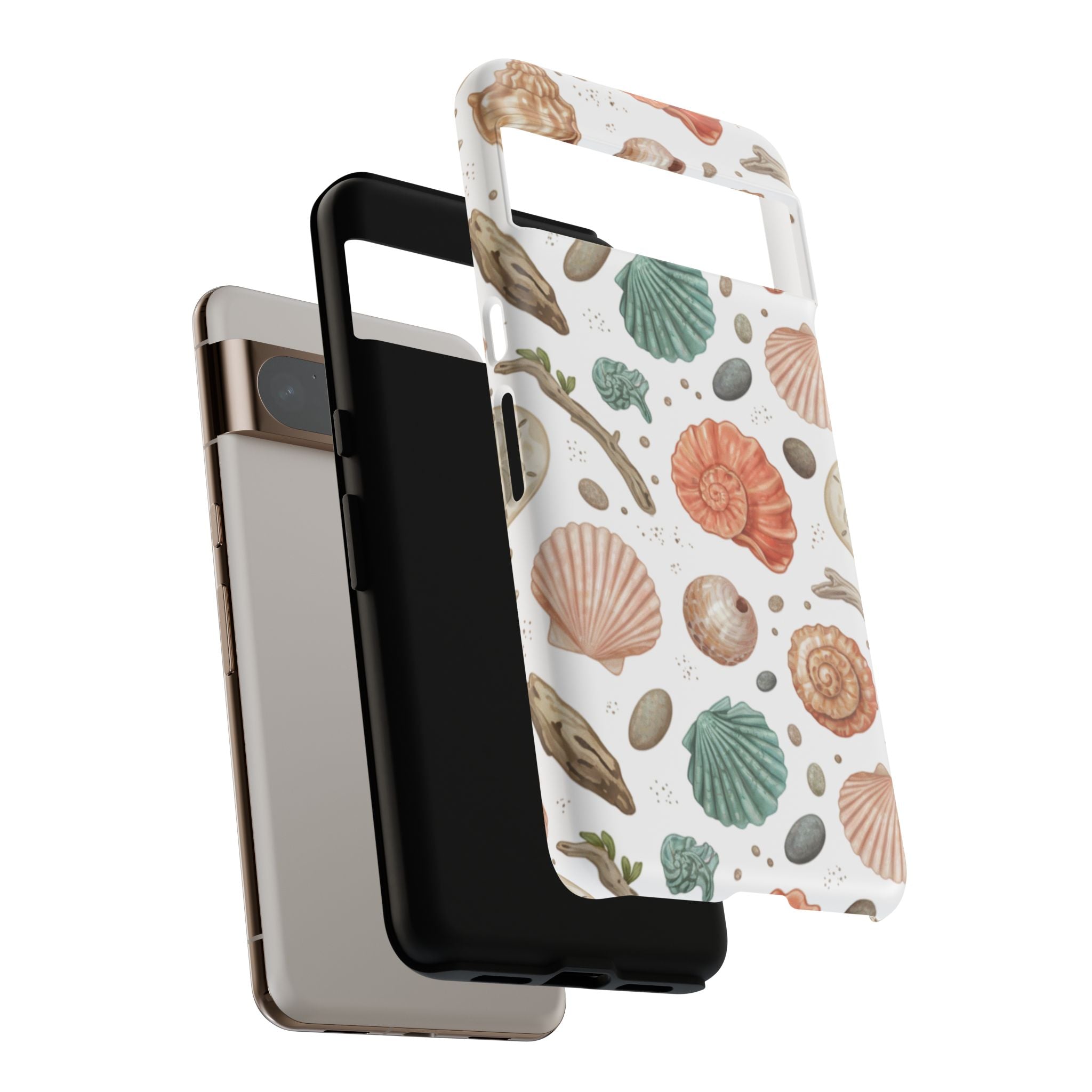Seashell Pattern Phone Case - Coastal Beach Shells Protective Tough Case