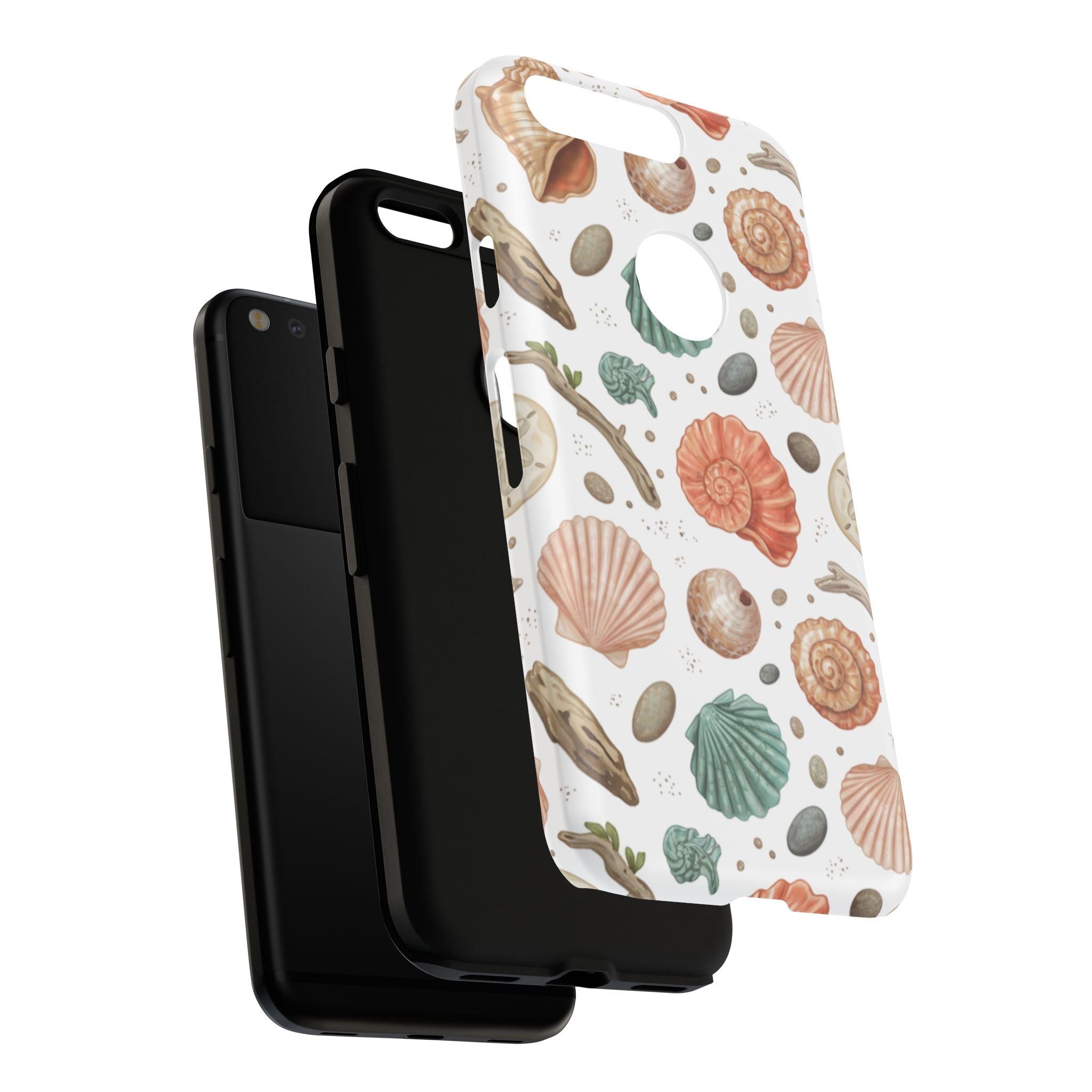Seashell Pattern Phone Case - Coastal Beach Shells Protective Tough Case