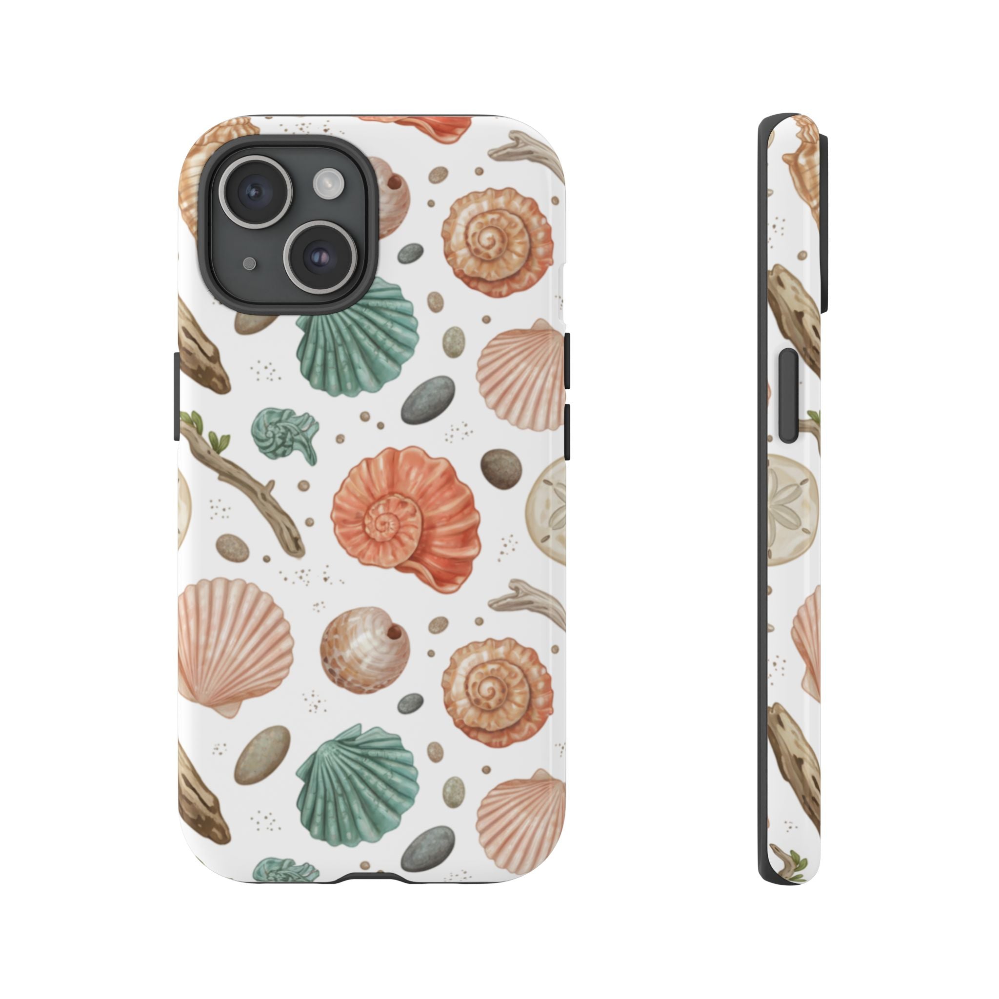 Seashell Pattern Phone Case - Coastal Beach Shells Protective Tough Case