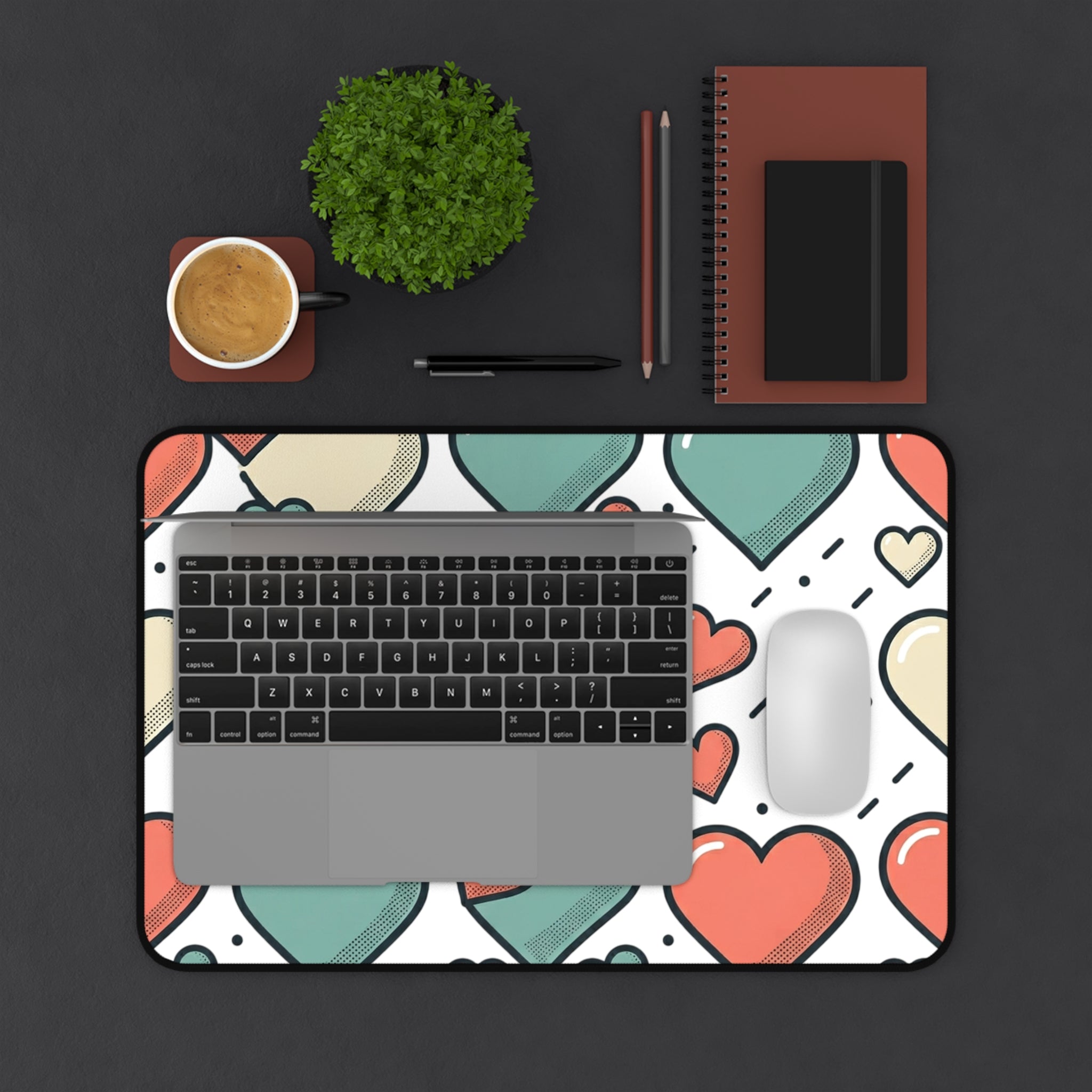 Heart Pattern Desk Mat — Cute Pastel Hearts Mouse Pad for Valentine’s Day & Everyday