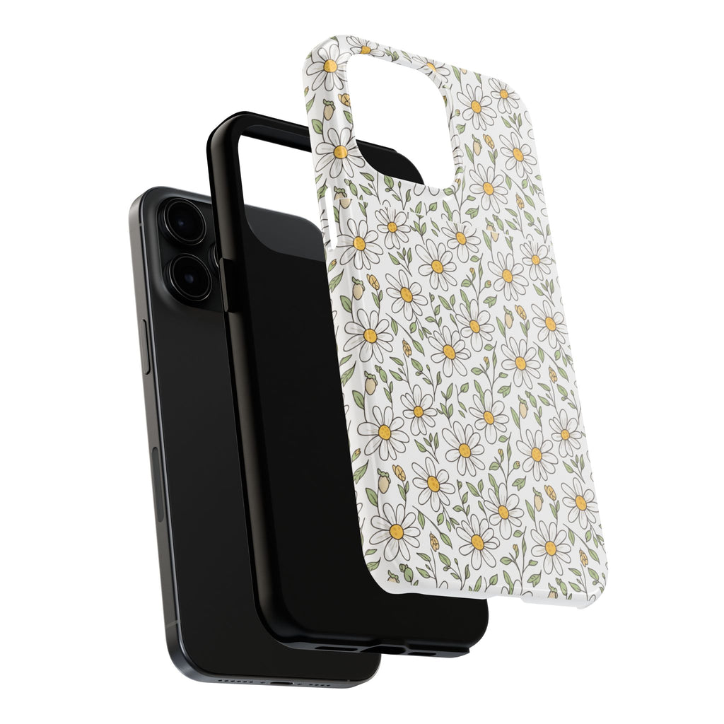 Daisy Floral Tough Phone Case — Protective White Spring Pattern