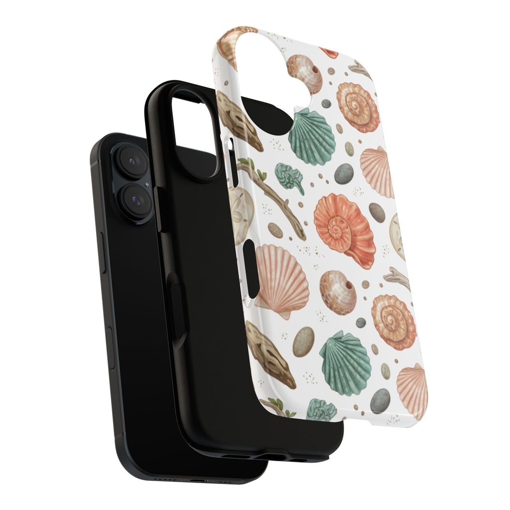 Seashell Pattern Phone Case - Coastal Beach Shells Protective Tough Case