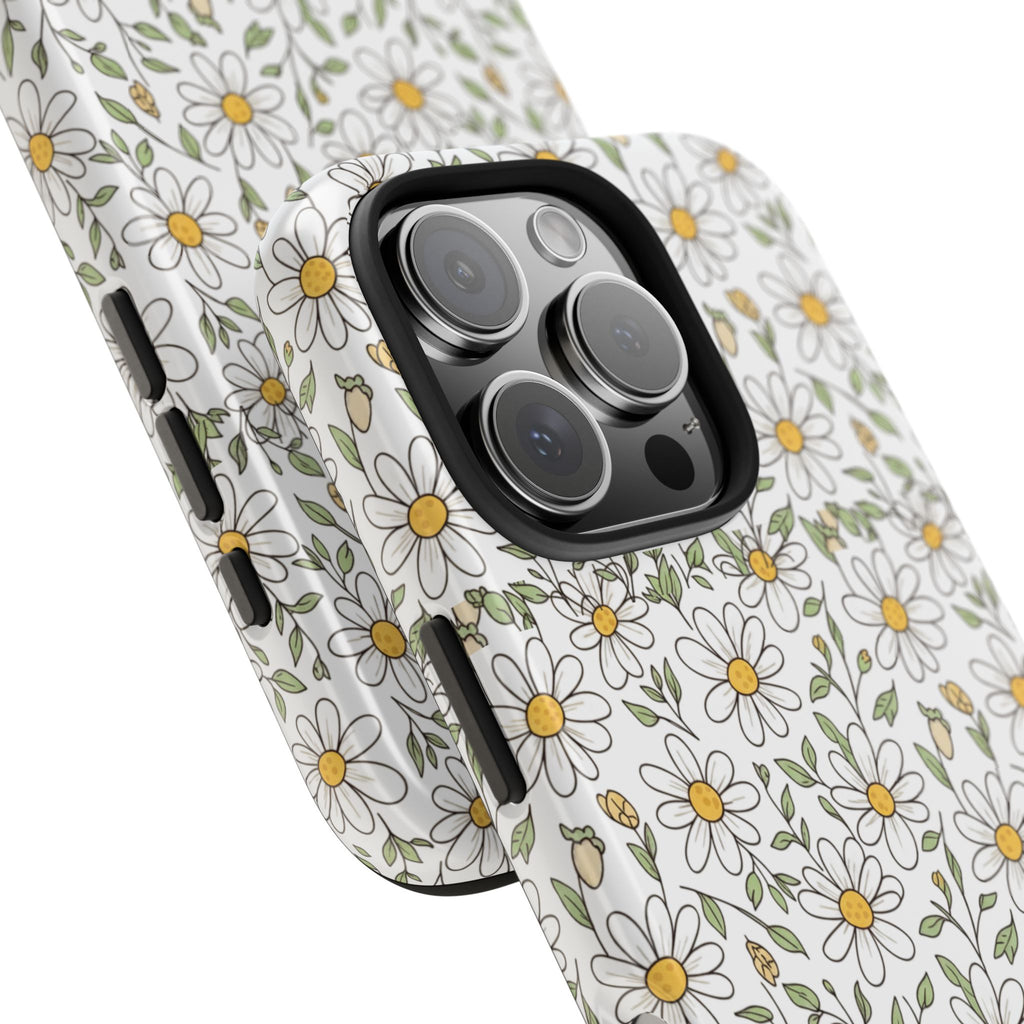 Daisy Floral Tough Phone Case — Protective White Spring Pattern