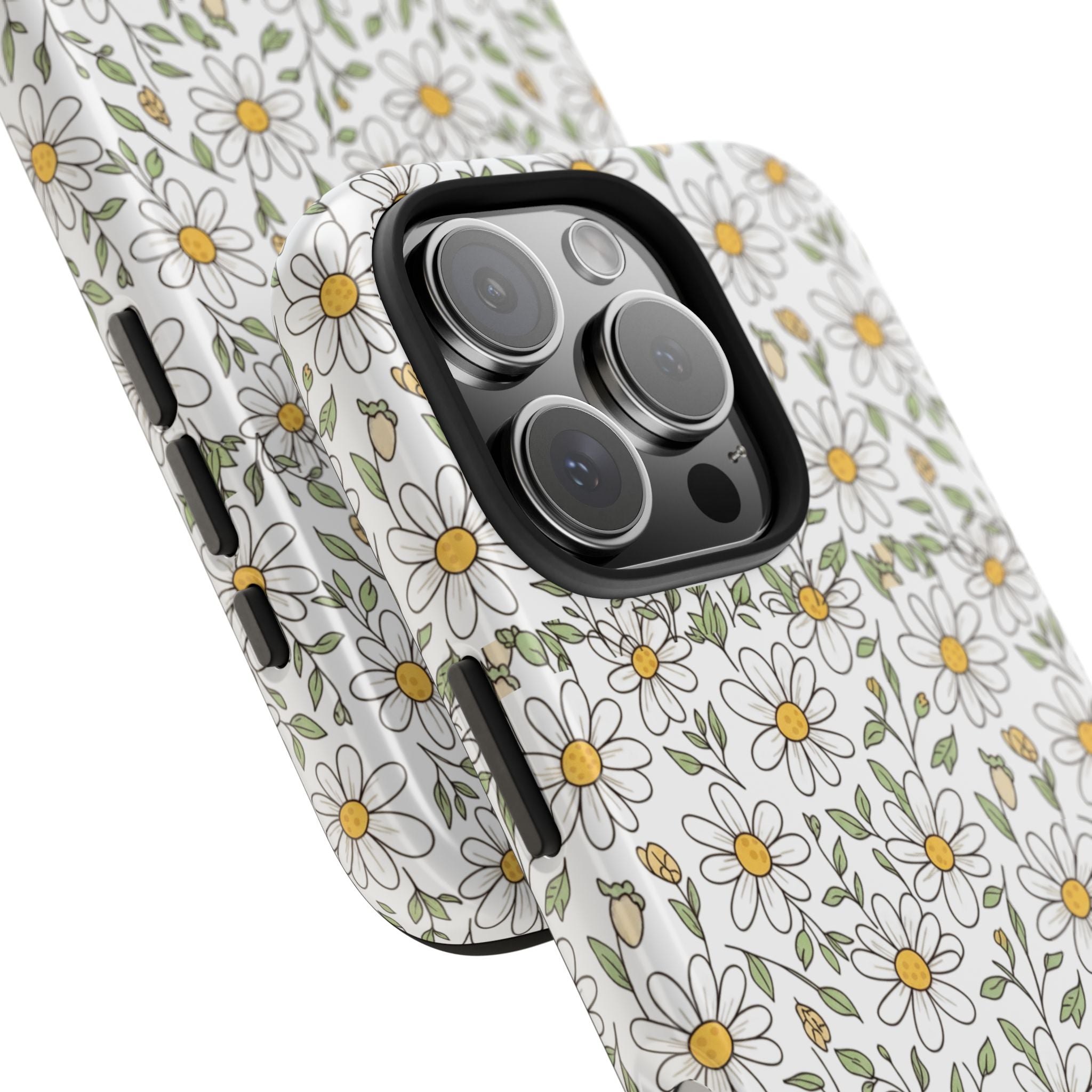 Daisy Floral Tough Phone Case — Protective White Spring Pattern