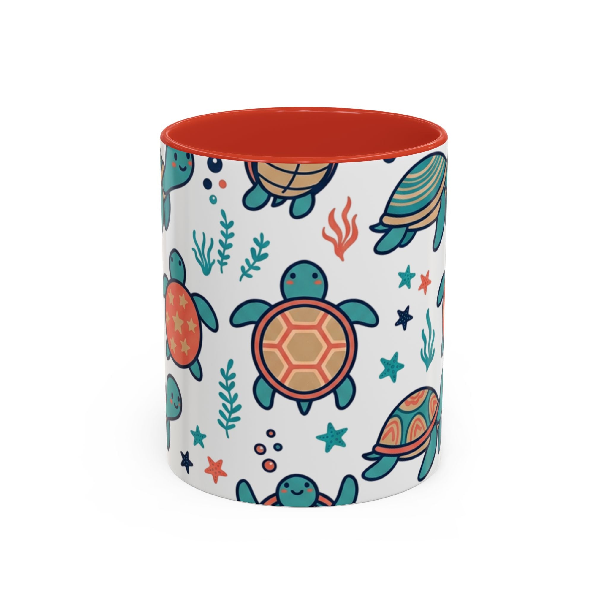 Turtle Pattern Coffee Mug — Cute Sea Turtle Accent Mug (11/15oz)