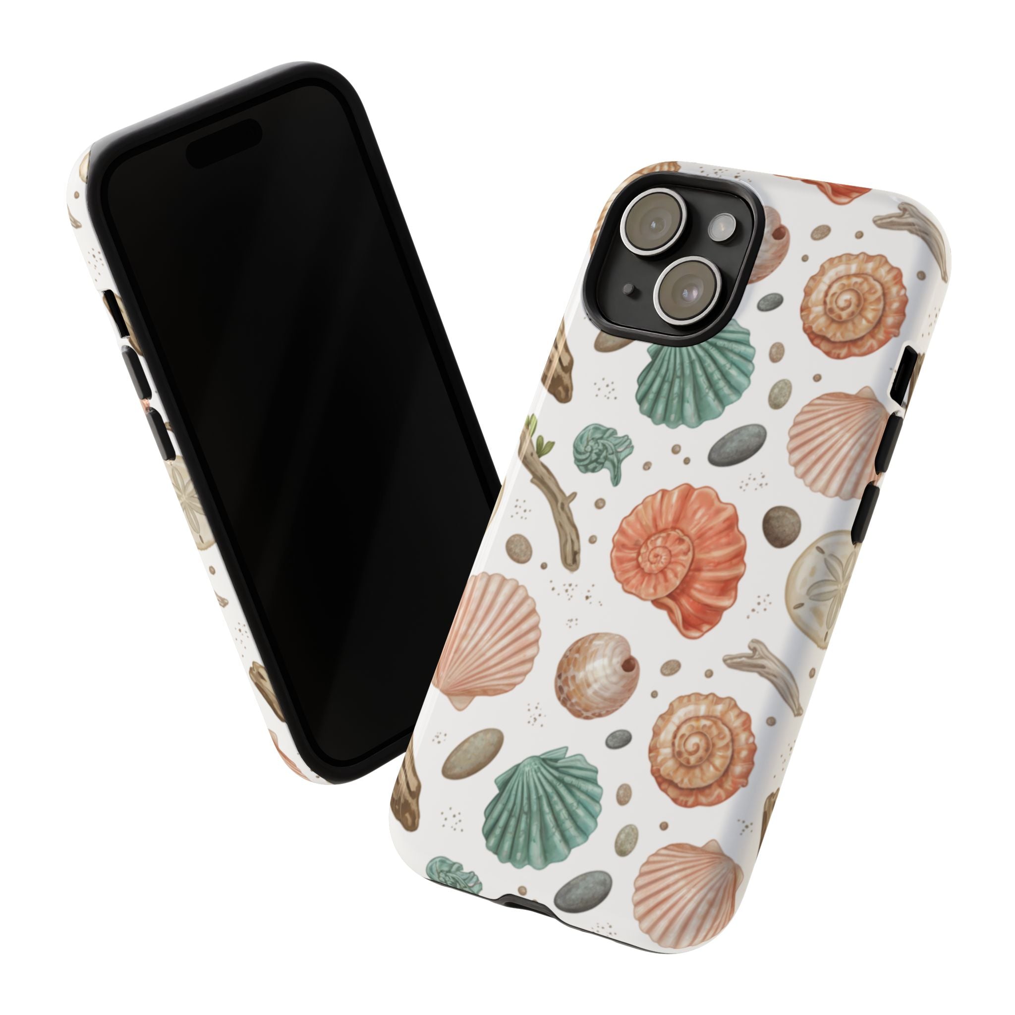 Seashell Pattern Phone Case - Coastal Beach Shells Protective Tough Case