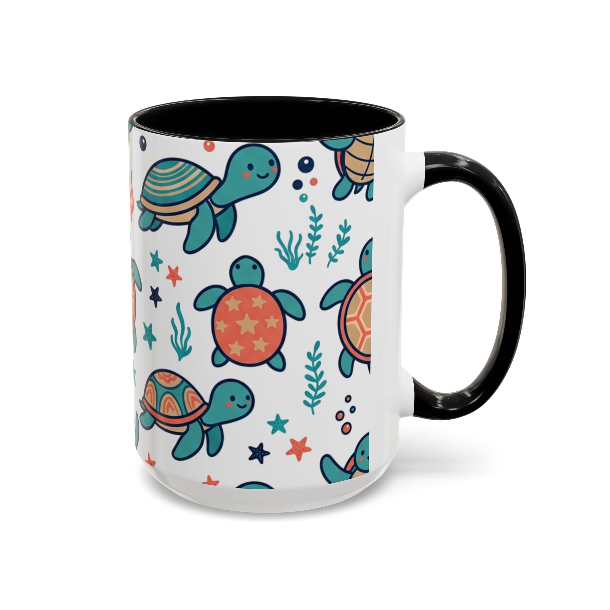 Turtle Pattern Coffee Mug — Cute Sea Turtle Accent Mug (11/15oz)