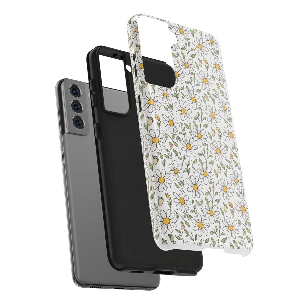 Daisy Floral Tough Phone Case — Protective White Spring Pattern