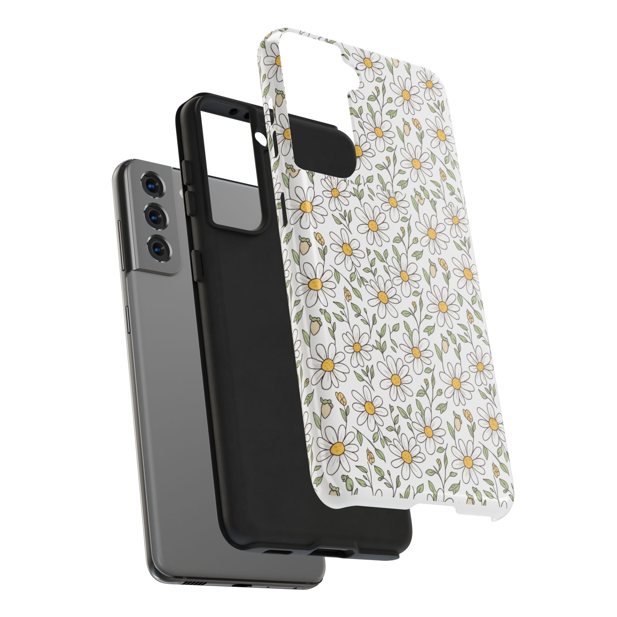 Daisy Floral Tough Phone Case — Protective White Spring Pattern