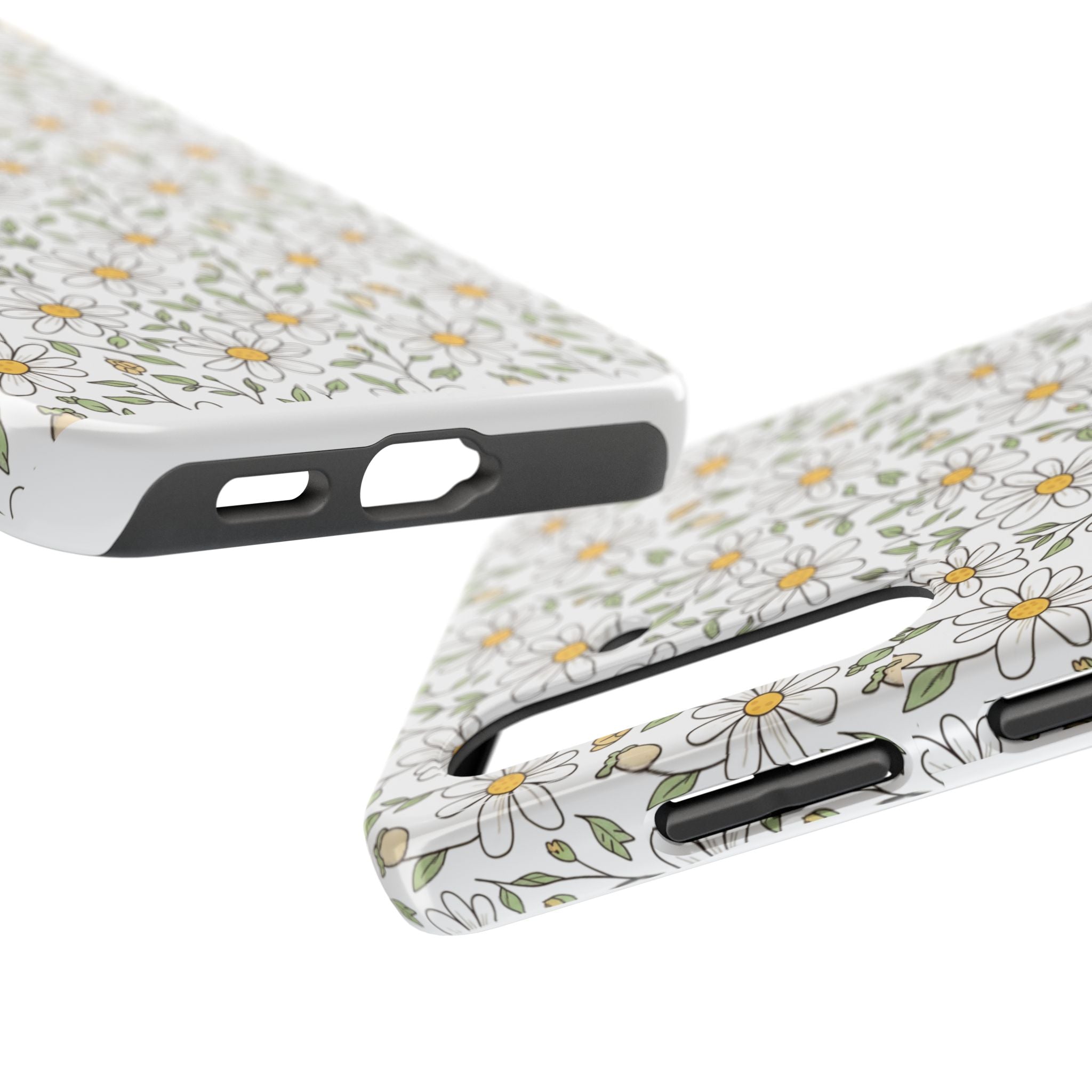 Daisy Floral Tough Phone Case — Protective White Spring Pattern