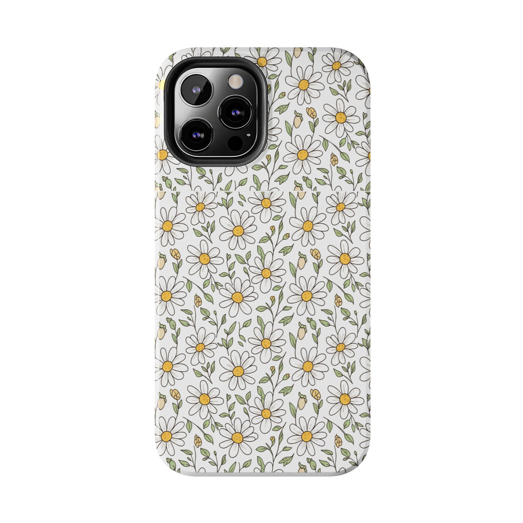 Daisy Floral Tough Phone Case — Protective White Spring Pattern