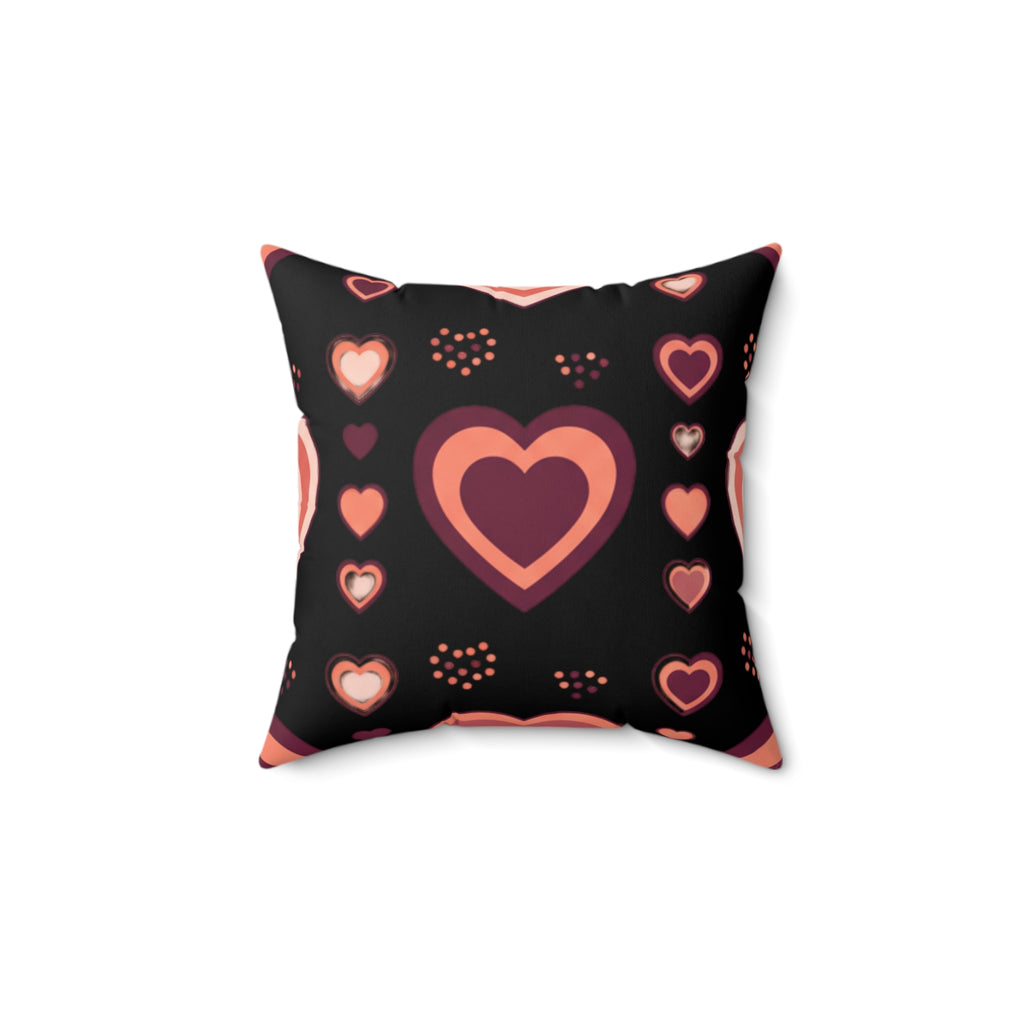 Heart Pattern Throw Pillow — Retro Pink Hearts Decorative Cushion for Valentine's Day