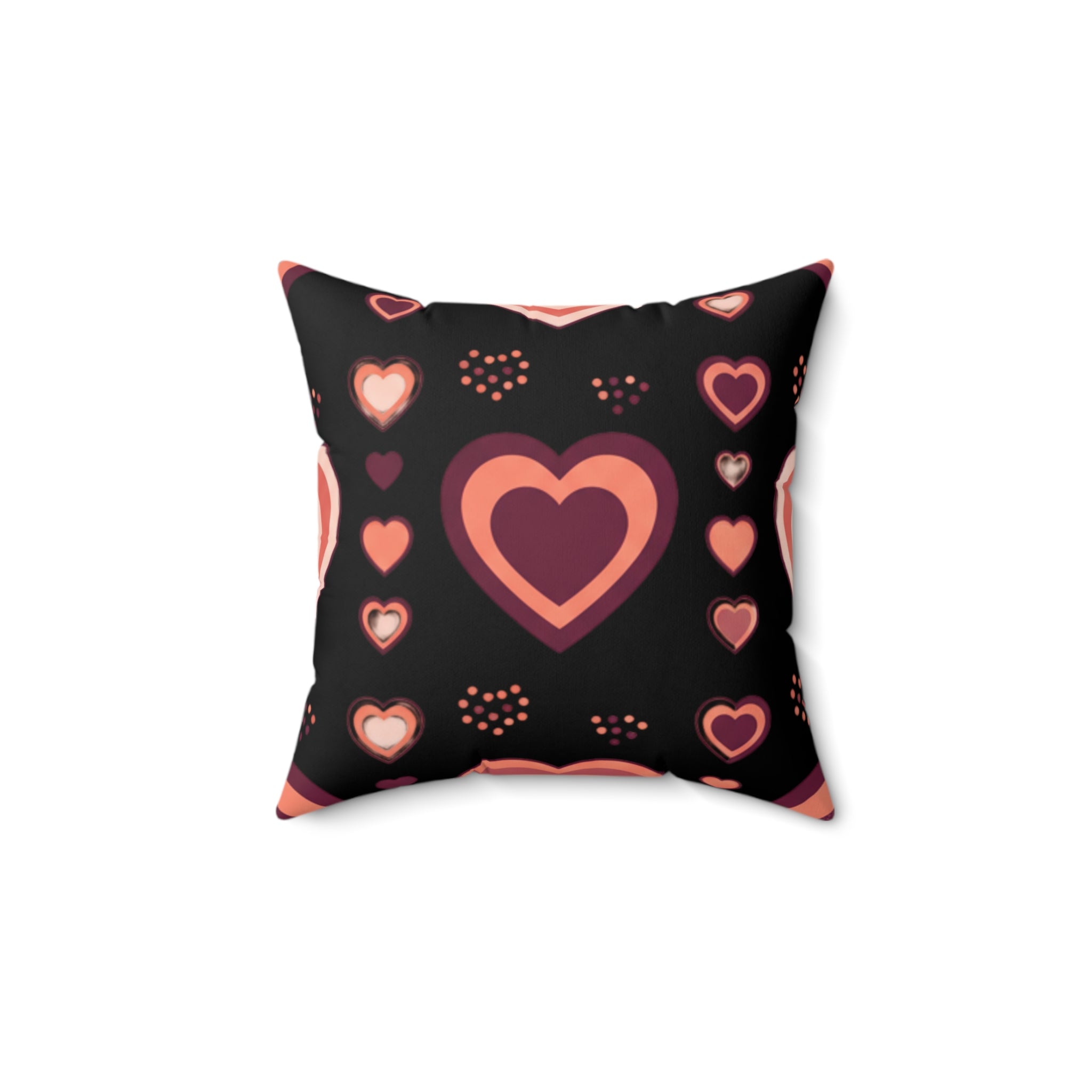 Heart Pattern Throw Pillow — Retro Pink Hearts Decorative Cushion for Valentine's Day