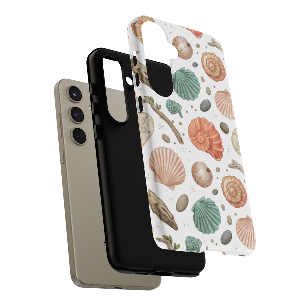 Seashell Pattern Phone Case - Coastal Beach Shells Protective Tough Case
