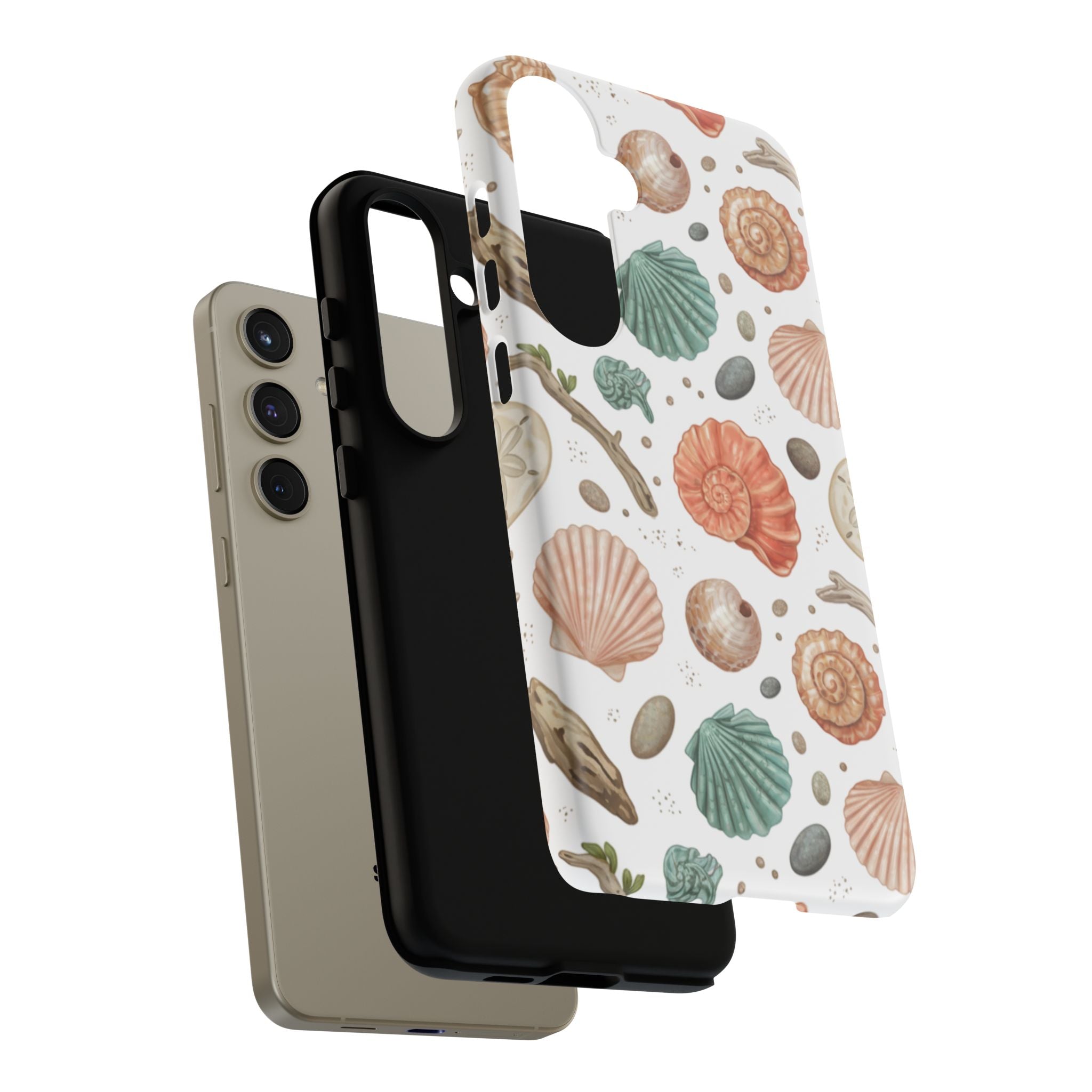 Seashell Pattern Phone Case - Coastal Beach Shells Protective Tough Case