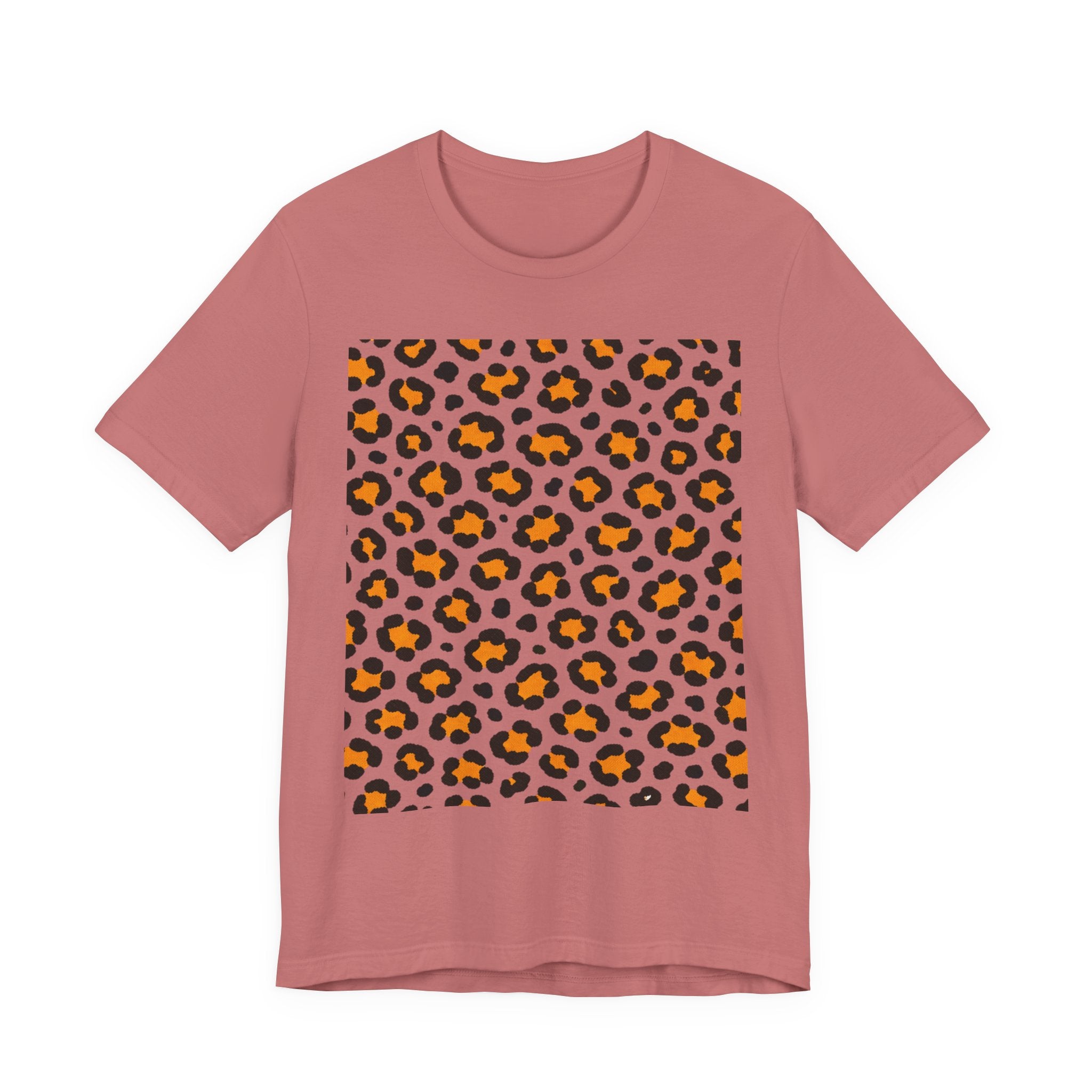 Leopard Print Orange Square T‑Shirt – Animal Print Graphic Tee