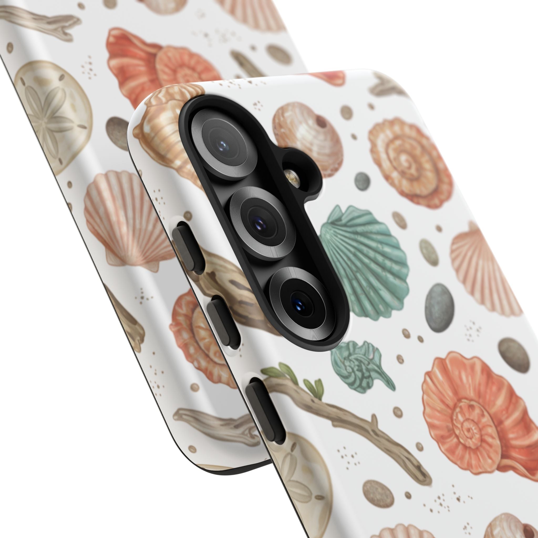 Seashell Pattern Phone Case - Coastal Beach Shells Protective Tough Case