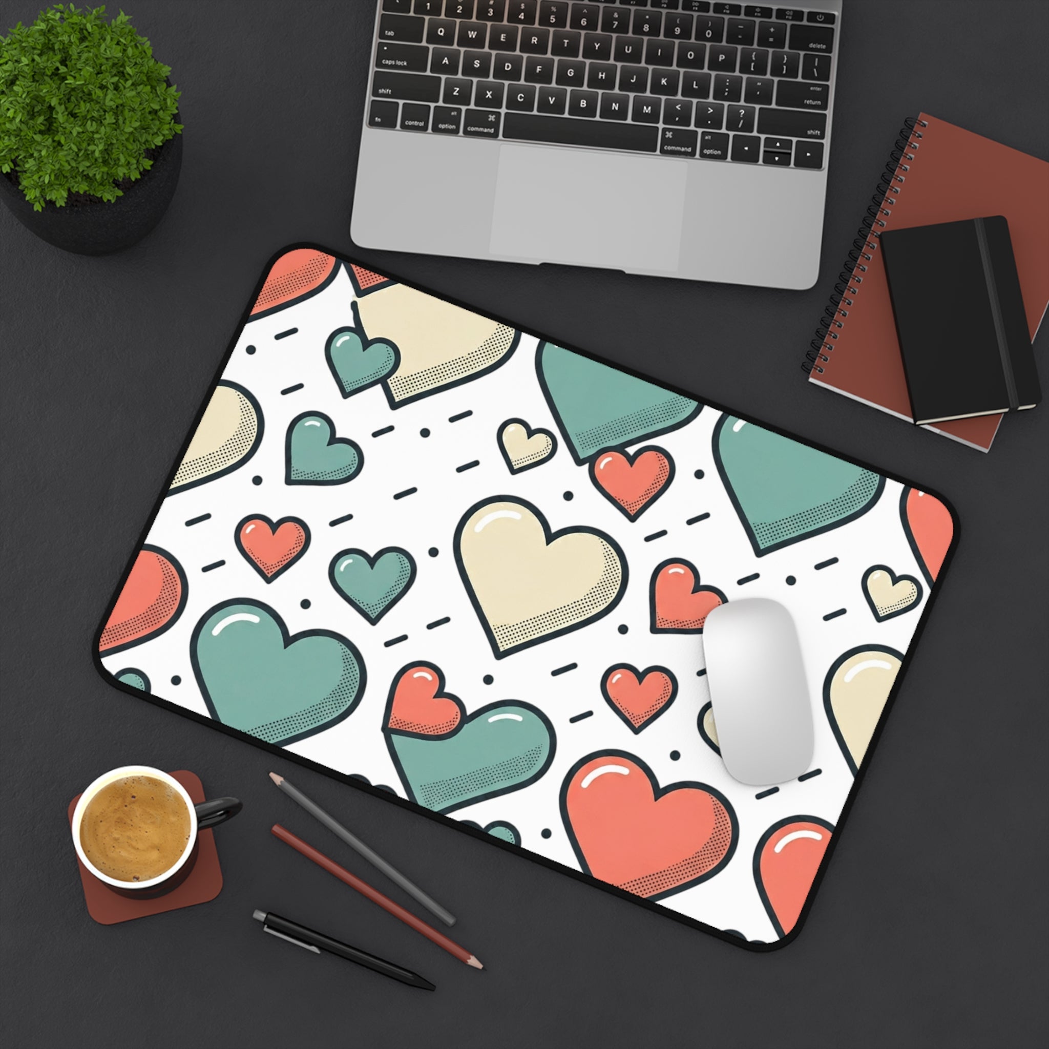 Heart Pattern Desk Mat — Cute Pastel Hearts Mouse Pad for Valentine’s Day & Everyday