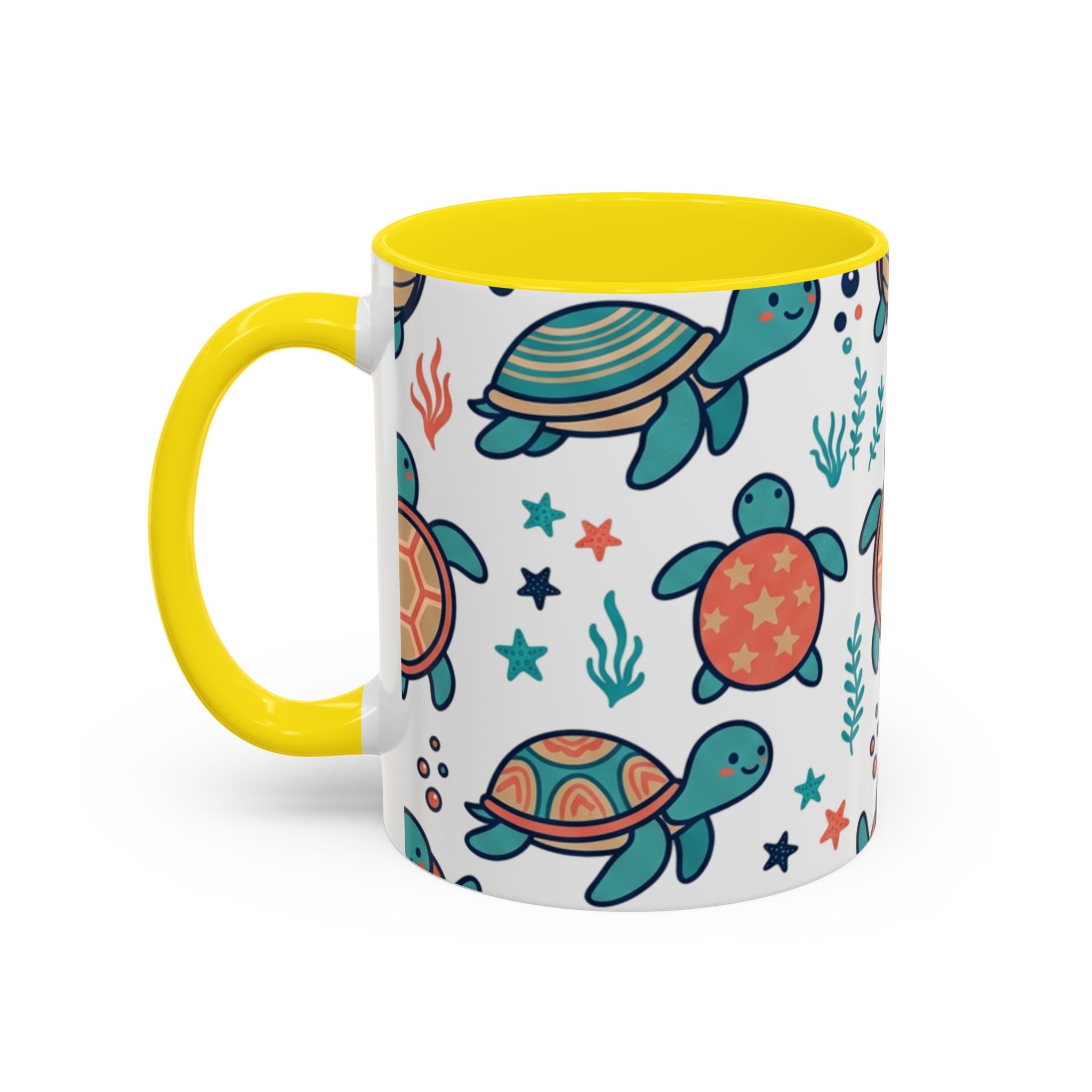 Turtle Pattern Coffee Mug — Cute Sea Turtle Accent Mug (11/15oz)