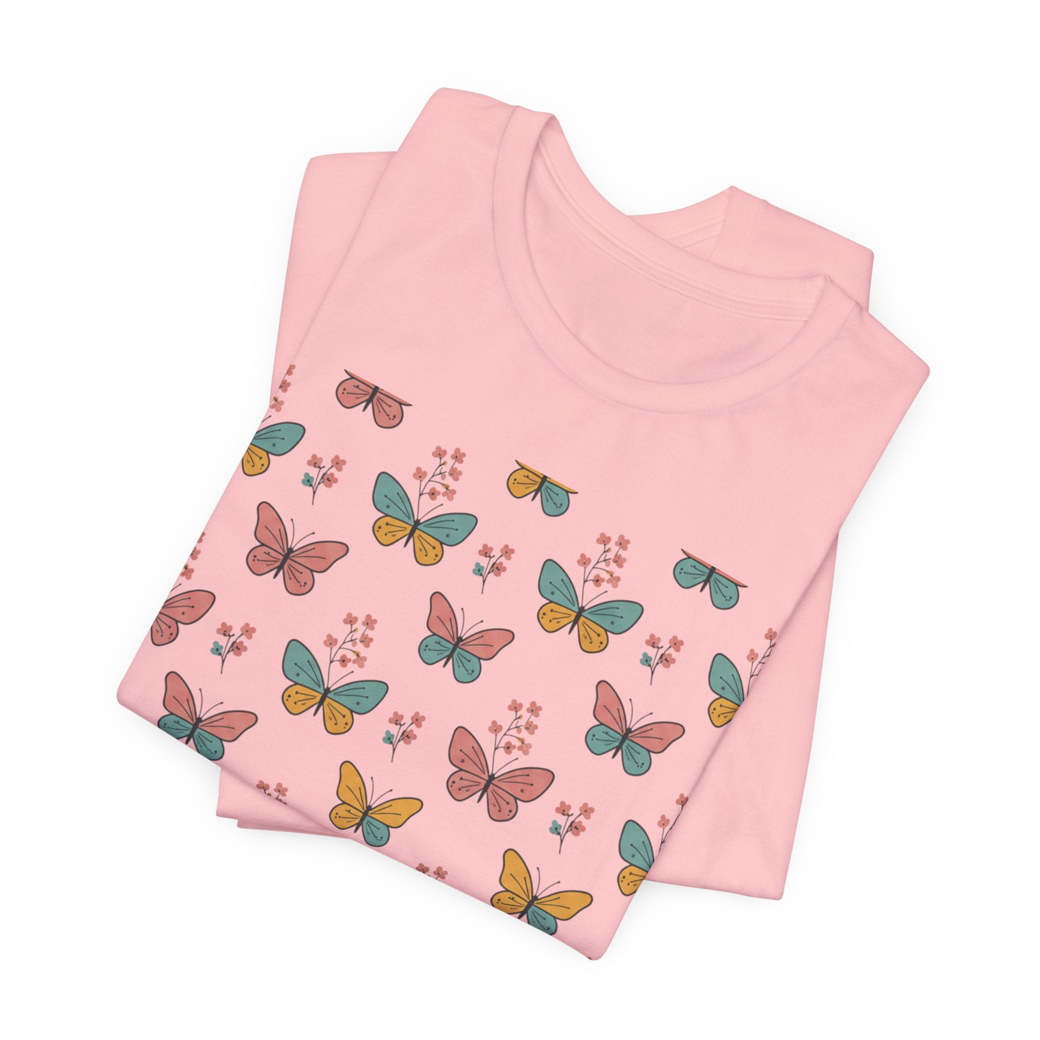 Butterfly Pattern Tee — Pastel Moth Floral Unisex T-Shirt