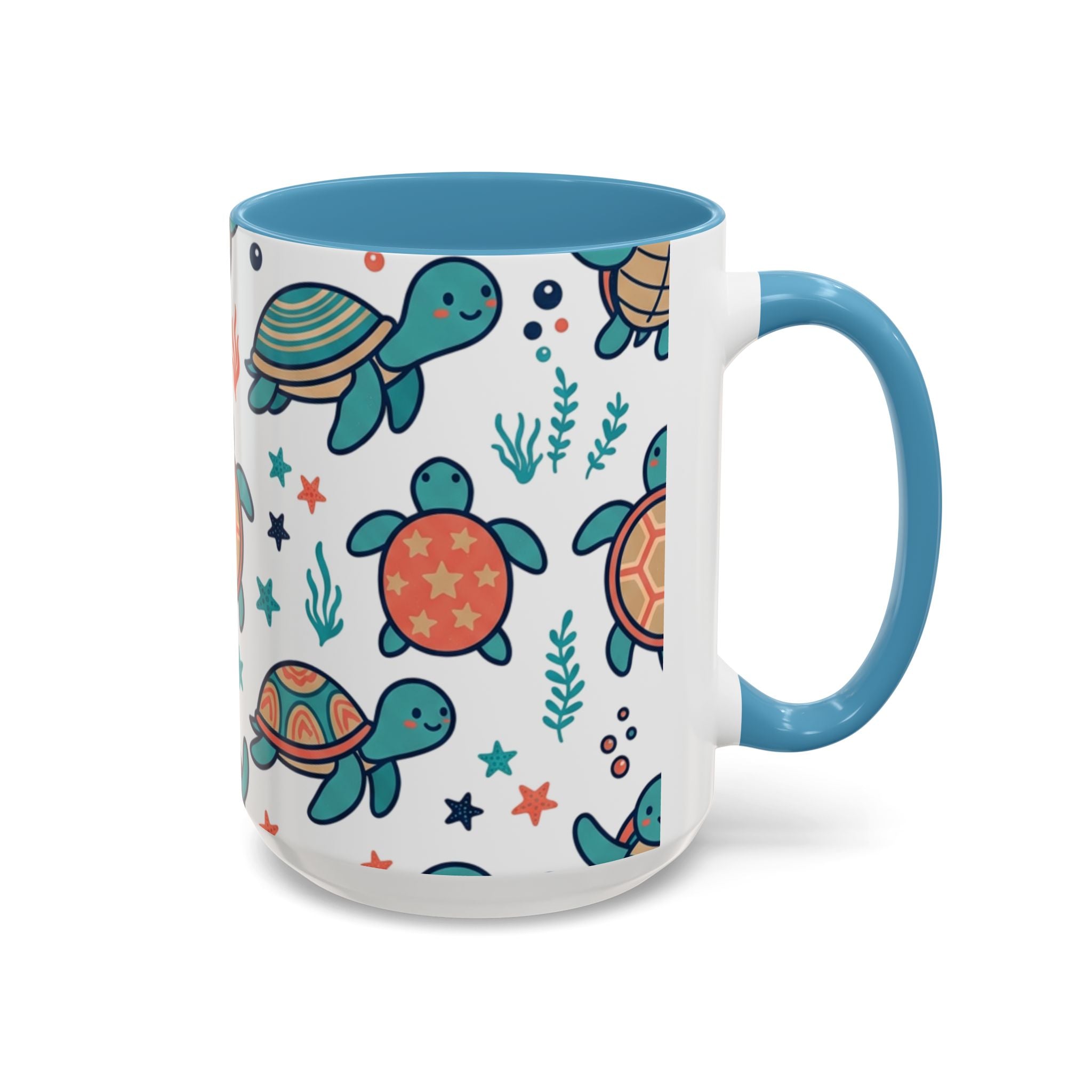 Turtle Pattern Coffee Mug — Cute Sea Turtle Accent Mug (11/15oz)