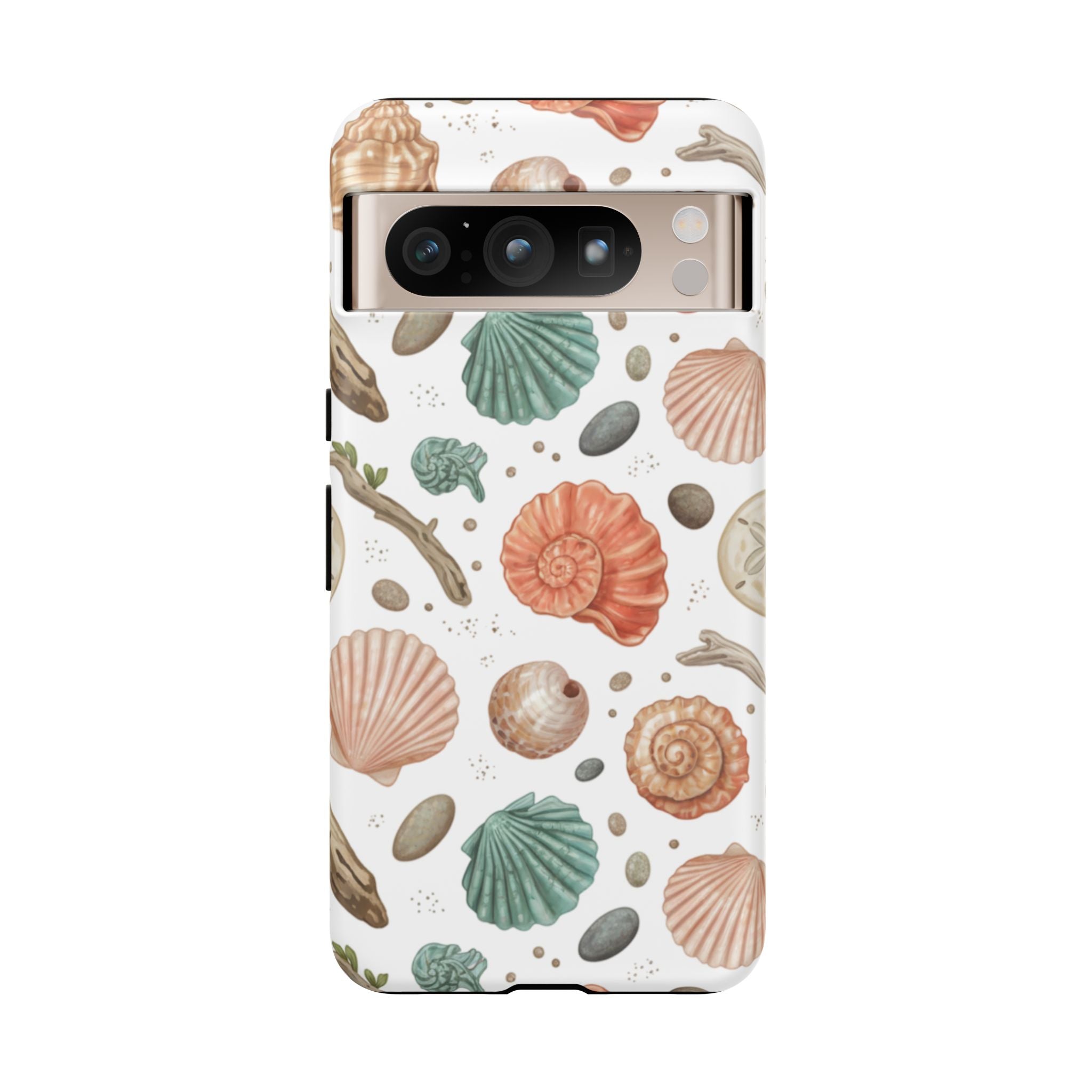 Seashell Pattern Phone Case - Coastal Beach Shells Protective Tough Case