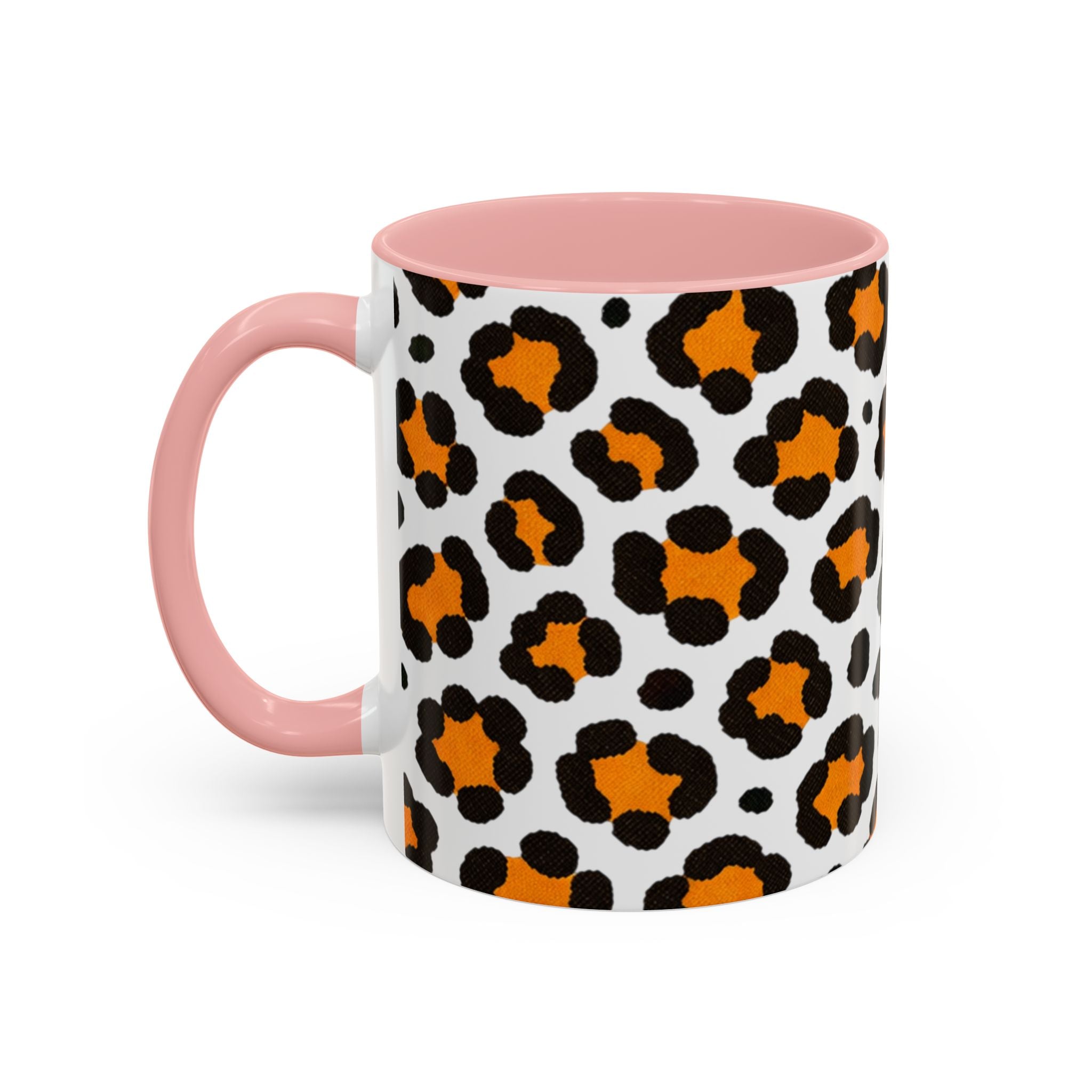 Leopard Print Accent Coffee Mug - Orange & Black Pattern 11/15oz