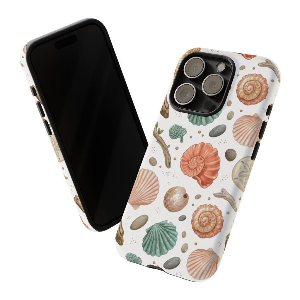 Seashell Pattern Phone Case - Coastal Beach Shells Protective Tough Case
