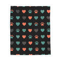 Pet Paw & Heart Velveteen Plush Blanket — Cozy Dog Lover Throw