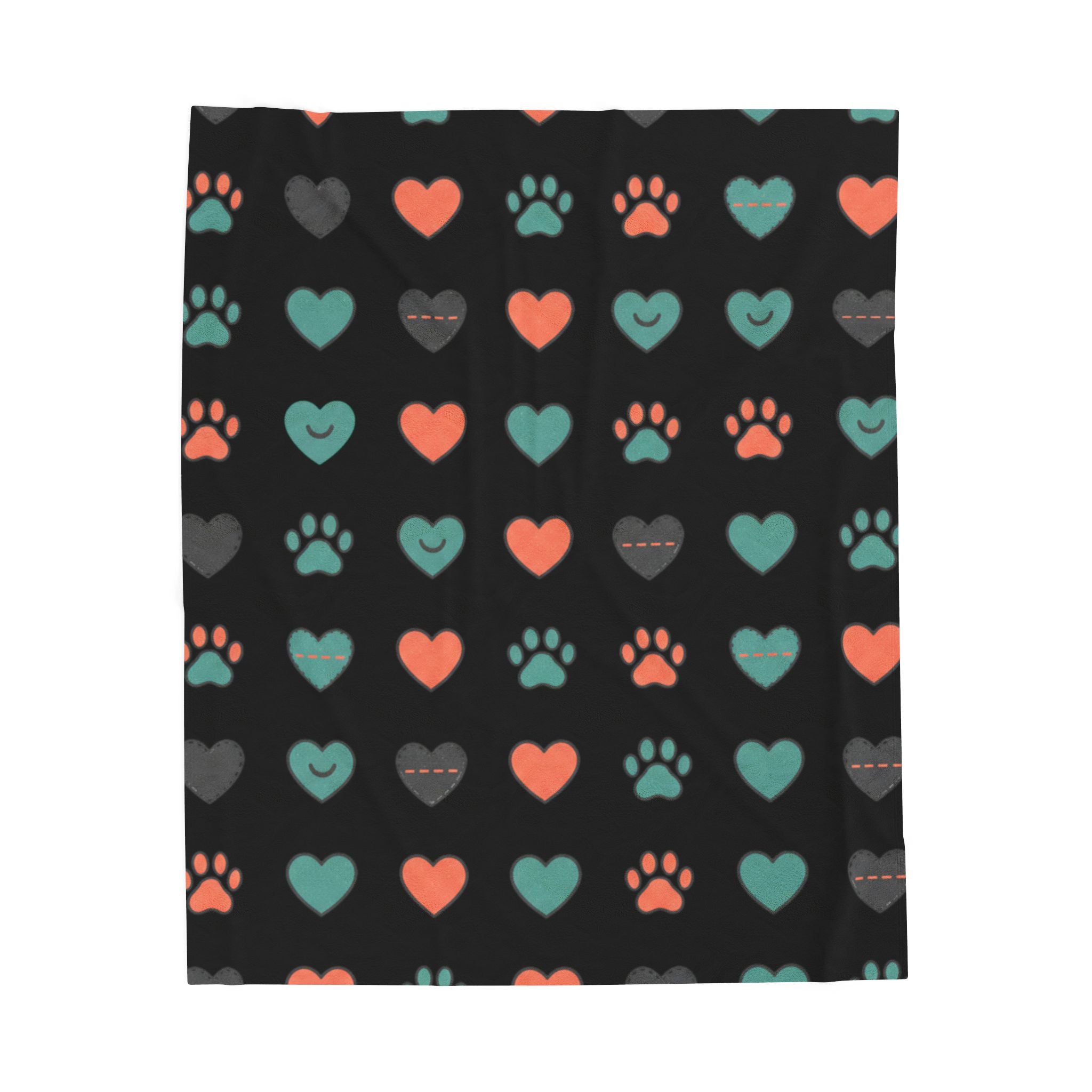 Pet Paw & Heart Velveteen Plush Blanket — Cozy Dog Lover Throw