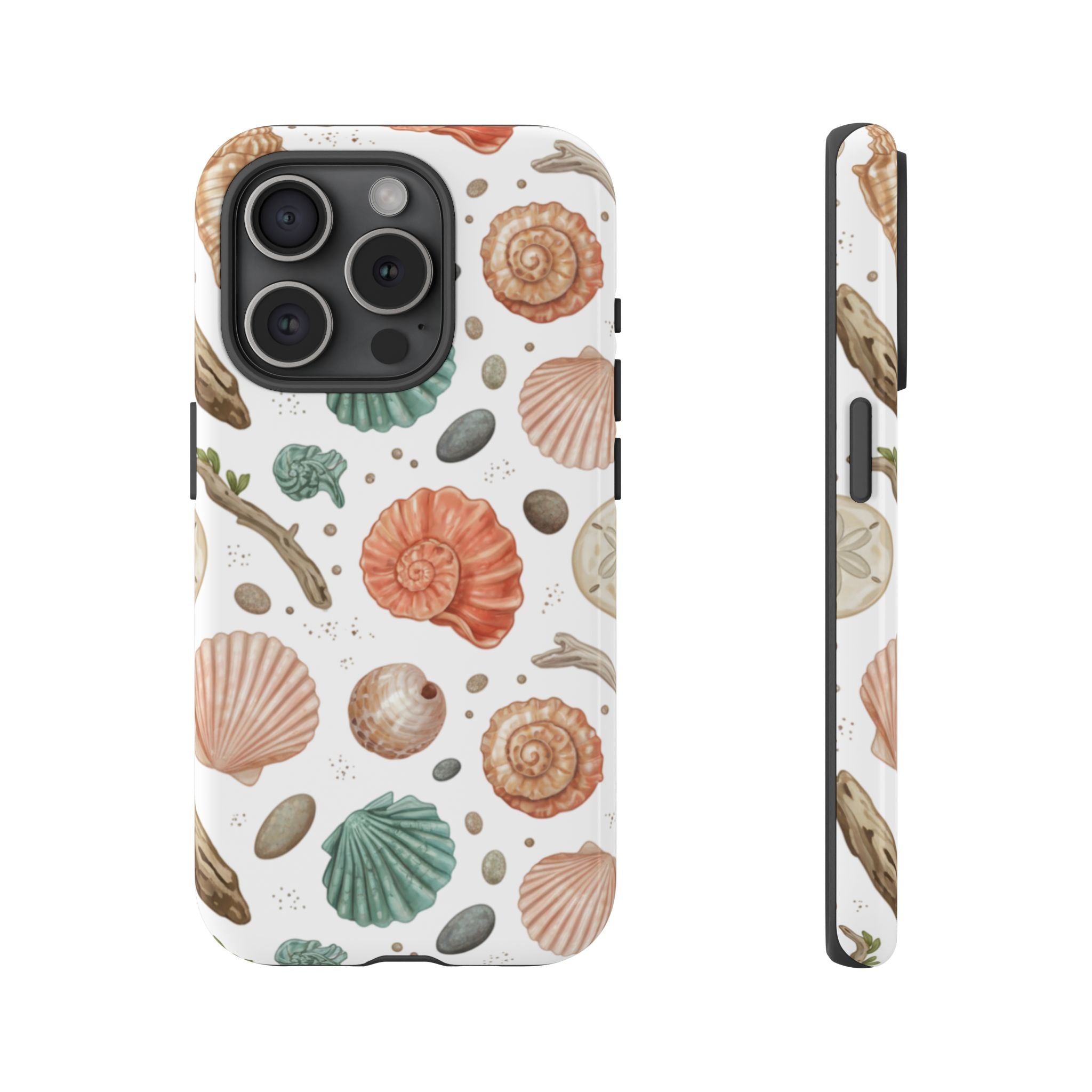 Seashell Pattern Phone Case - Coastal Beach Shells Protective Tough Case