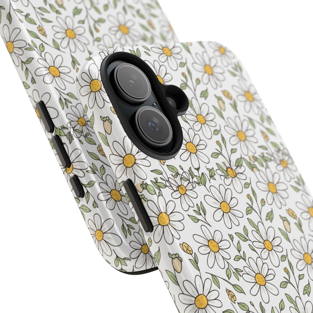 Daisy Floral Tough Phone Case — Protective White Spring Pattern