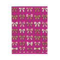 Velveteen Plush Blanket - Pink Bow Pattern Cozy Throw for Girls, Cute Gift for Birthdays & Holidays