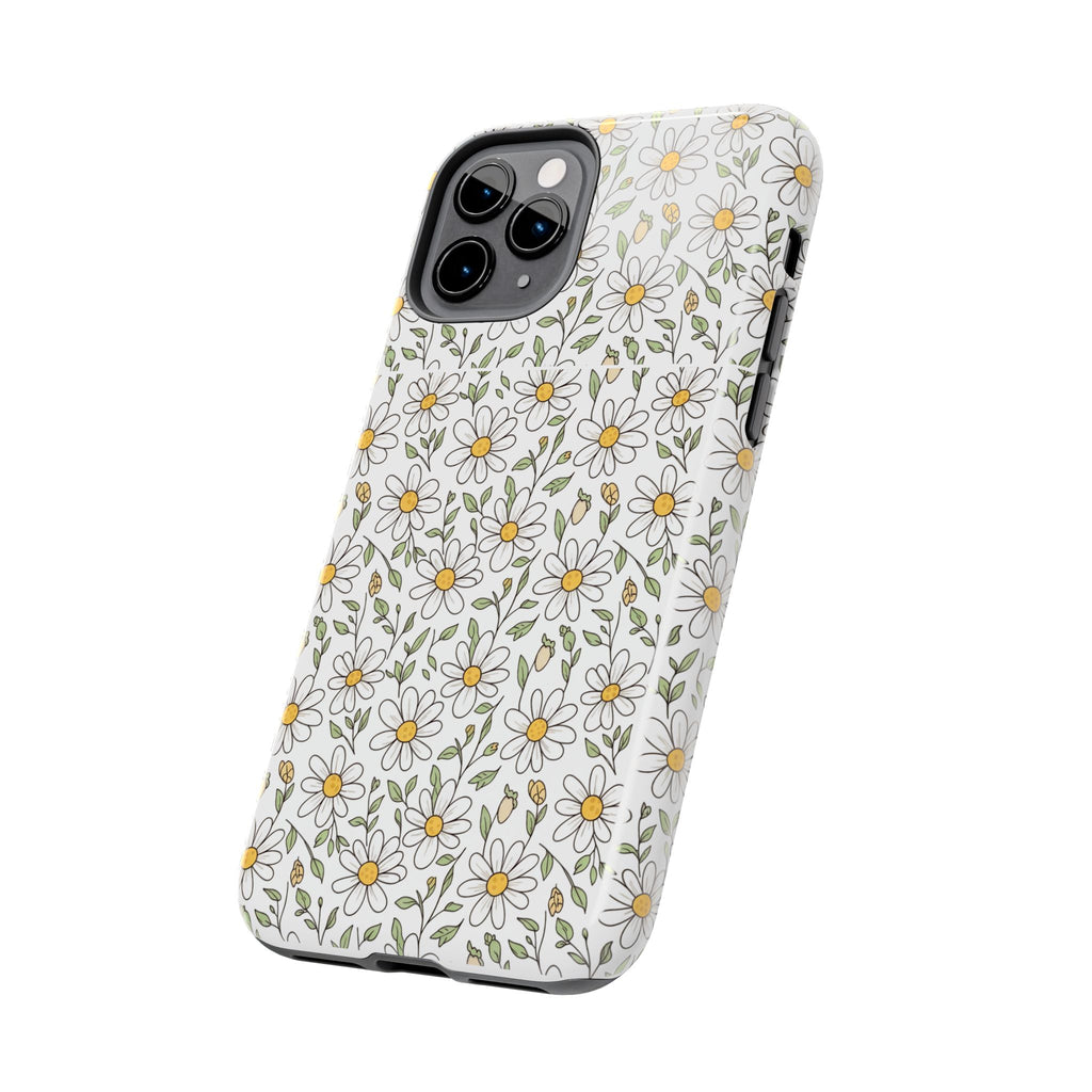 Daisy Floral Tough Phone Case — Protective White Spring Pattern