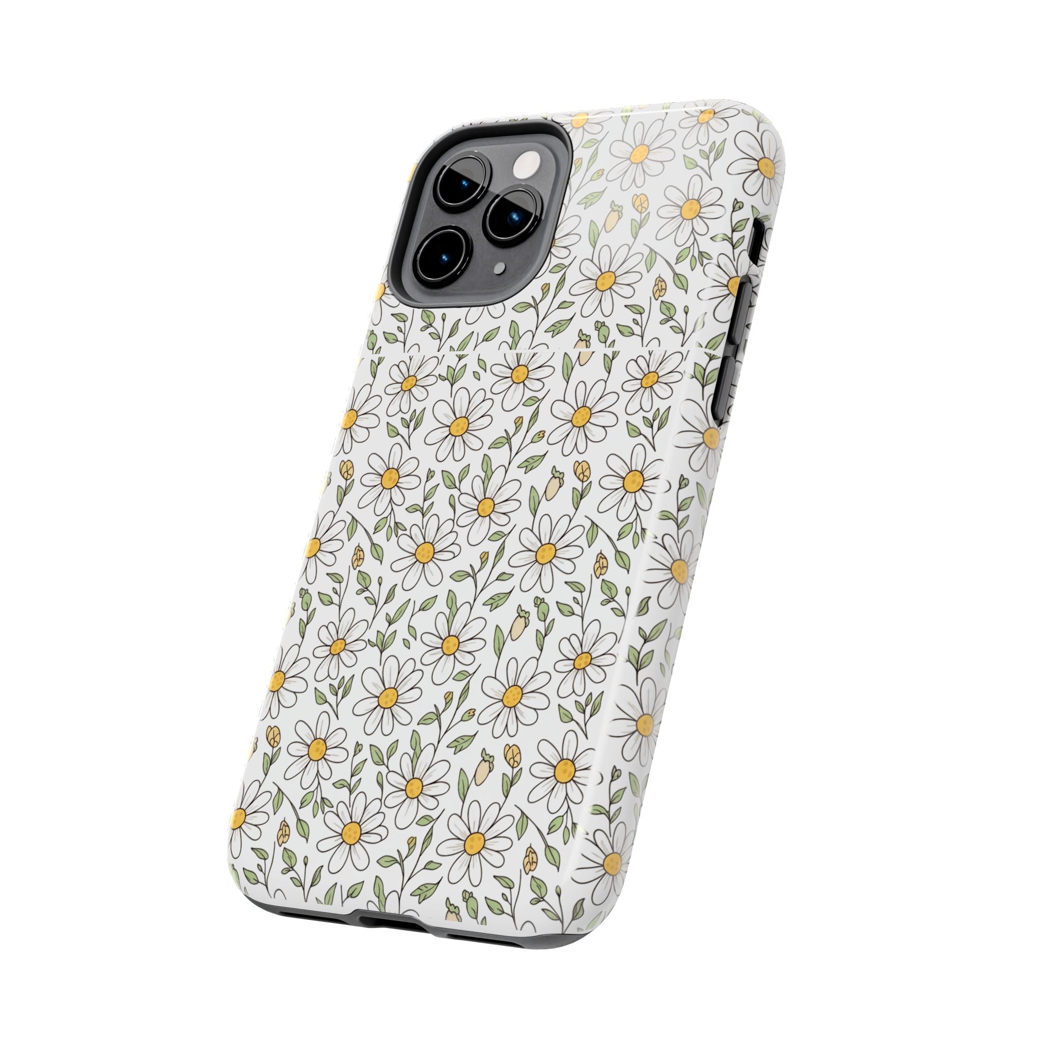 Daisy Floral Tough Phone Case — Protective White Spring Pattern