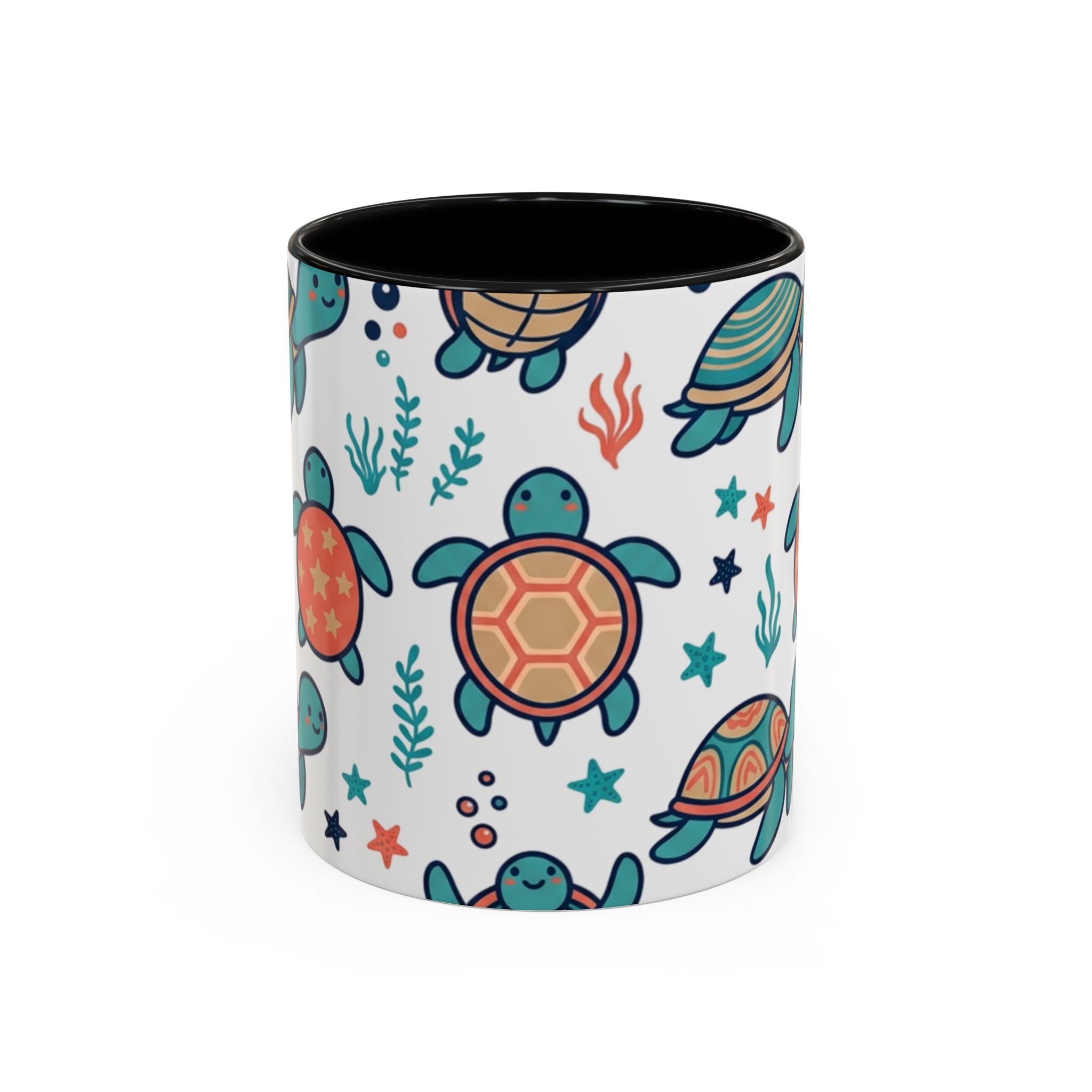 Turtle Pattern Coffee Mug — Cute Sea Turtle Accent Mug (11/15oz)