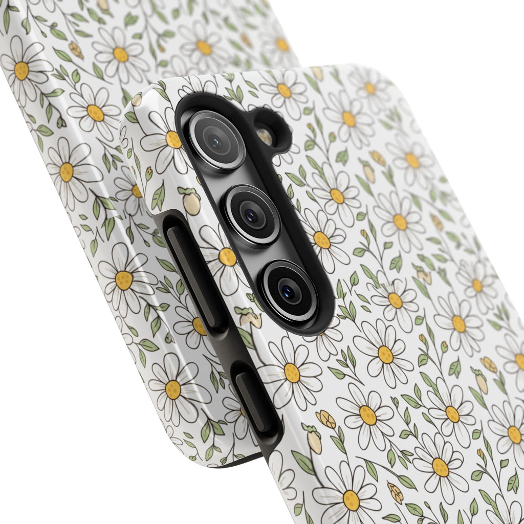 Daisy Floral Tough Phone Case — Protective White Spring Pattern